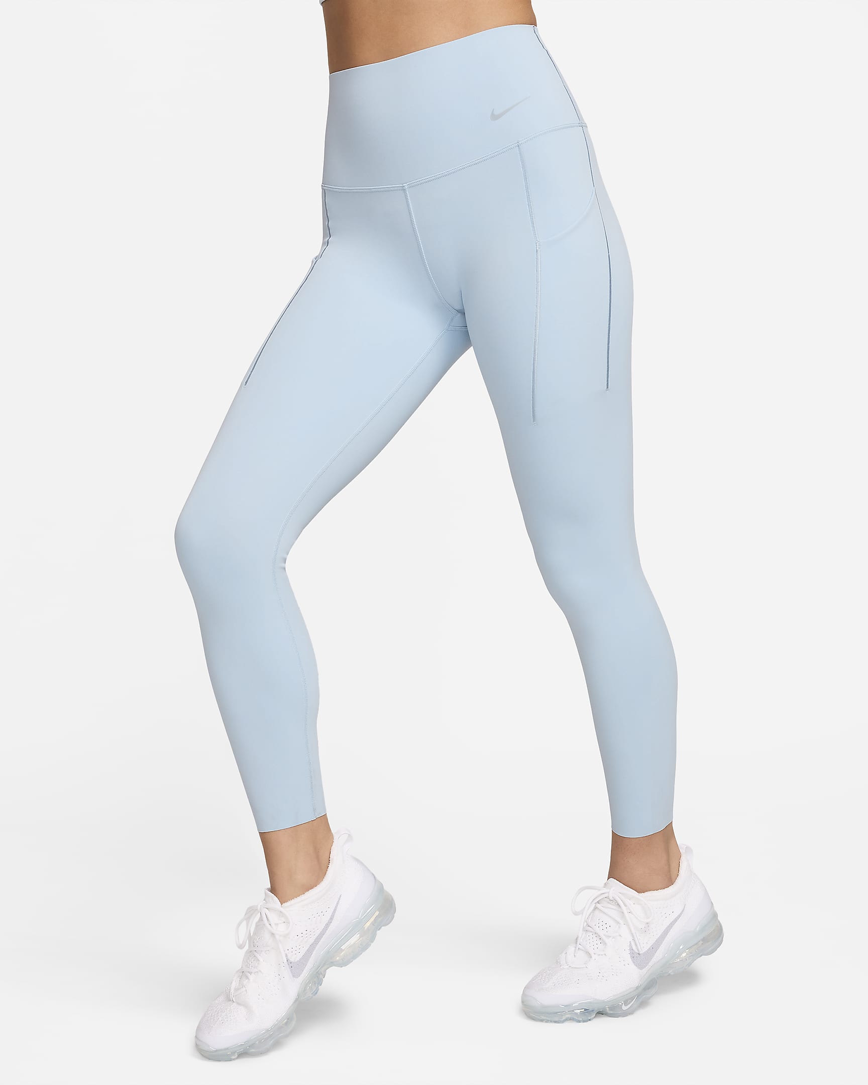 Nike Universa Women's Medium-Support High-Waisted 7/8 Leggings with Pockets - Light Armory Blue/Black