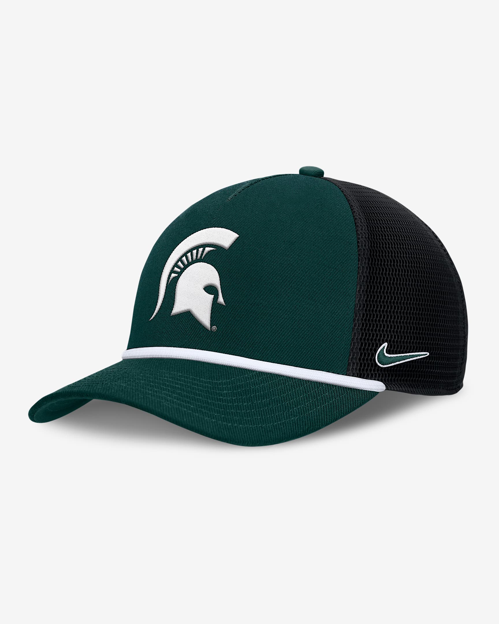 Michigan State Primetime Rise Men's Nike College Trucker Adjustable Hat - Pro Green