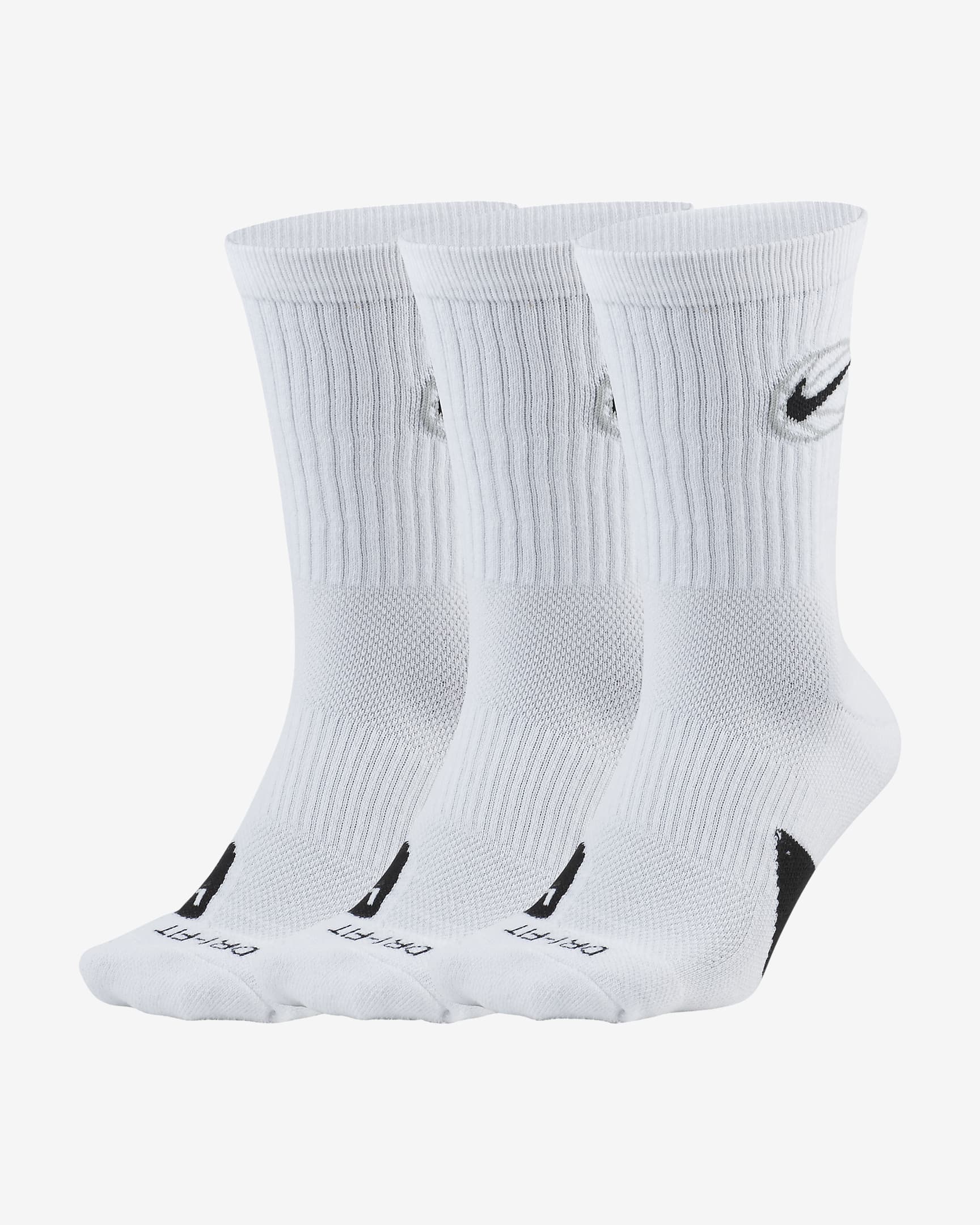 Chaussettes de basket Nike Everyday Crew (3 paires) - Blanc/Noir