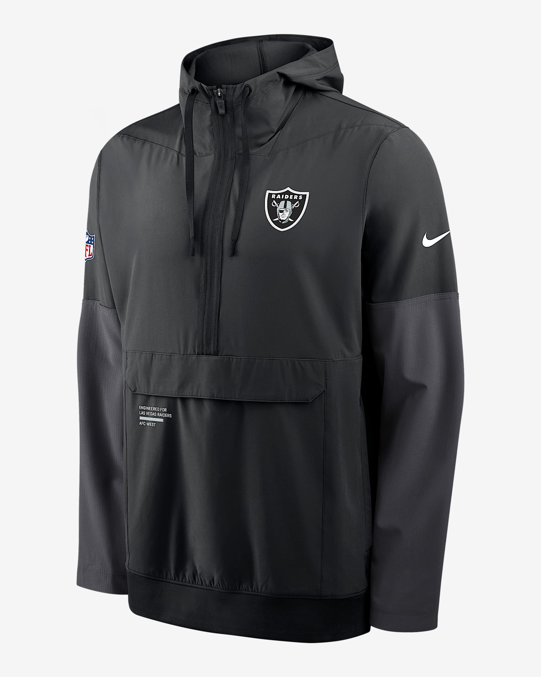 Chamarra Nike de la NFL de medio cierre con gorro para hombre Las Vegas Raiders Well Rounded Anorak - Negro