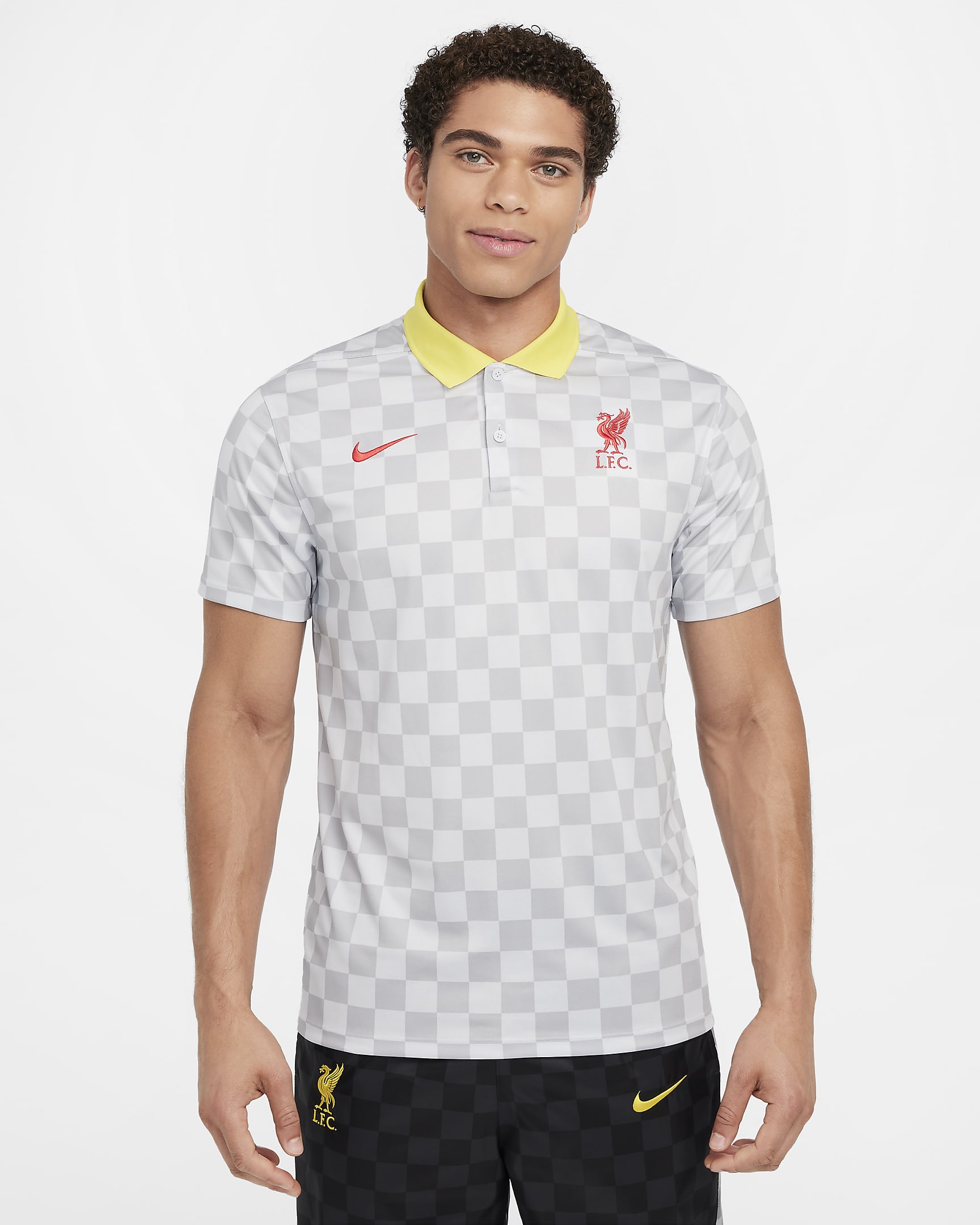 3e polo de foot Nike Dri-FIT Liverpool FC Victory pour homme - Light Smoke Grey/Pure Platinum/Chrome Yellow/Global Red