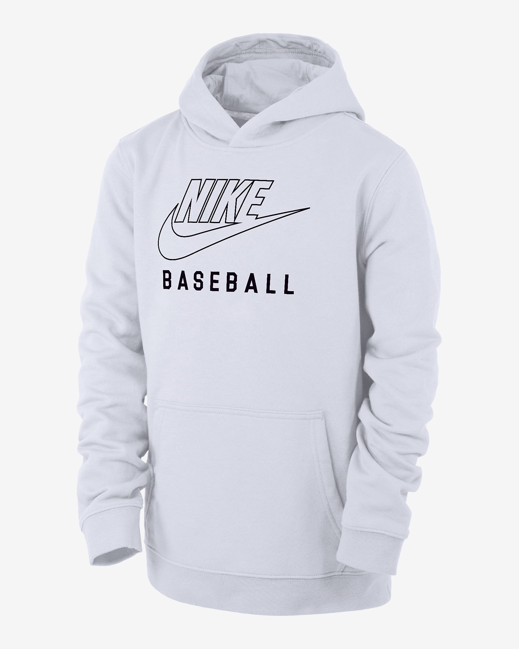 Nike Swoosh Club Fleece Big Kids' Baseball Pullover Hoodie - White