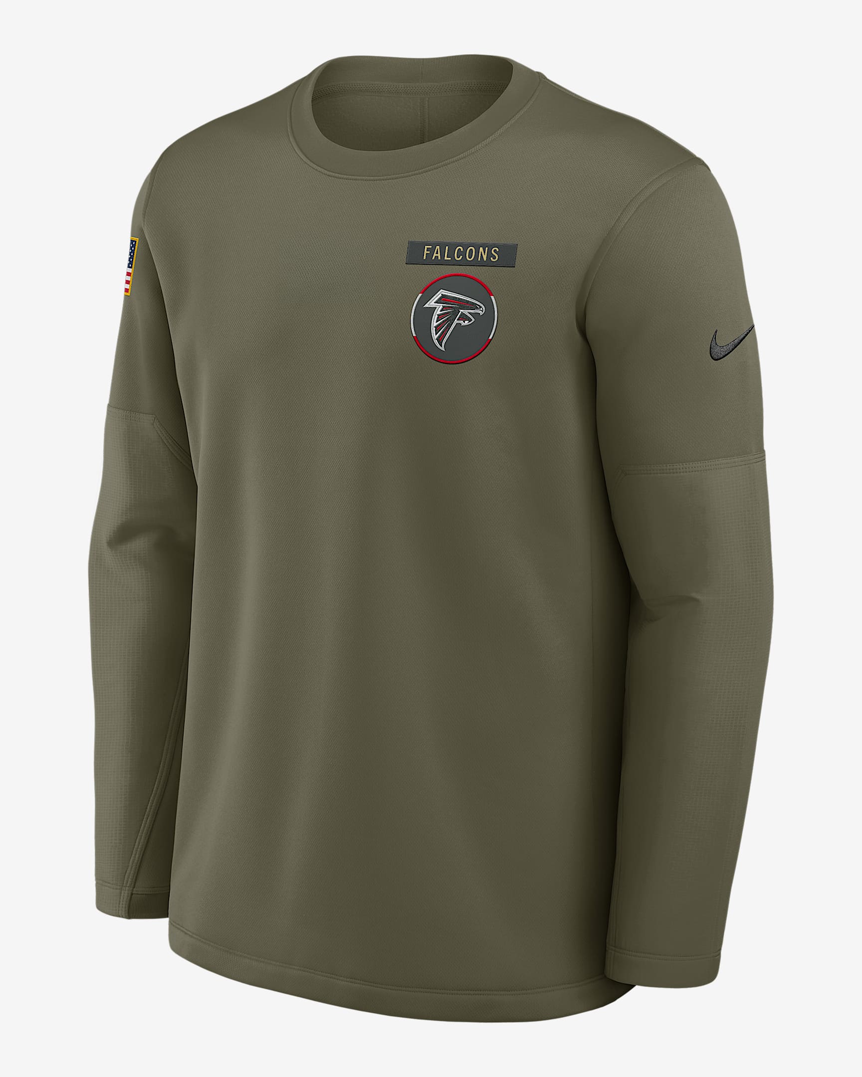 Atlanta Falcons Salute to Service Sideline Triumphant Win Coach Men's Nike NFL Pullover Crew - Medium Olive