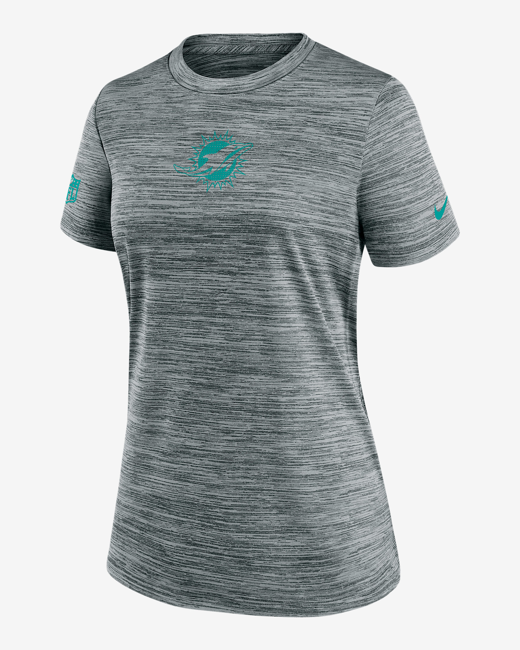 Playera Nike Dri-FIT de la NFL para mujer Miami Dolphins Sideline Team Issue Velocity - Gris jaspeado