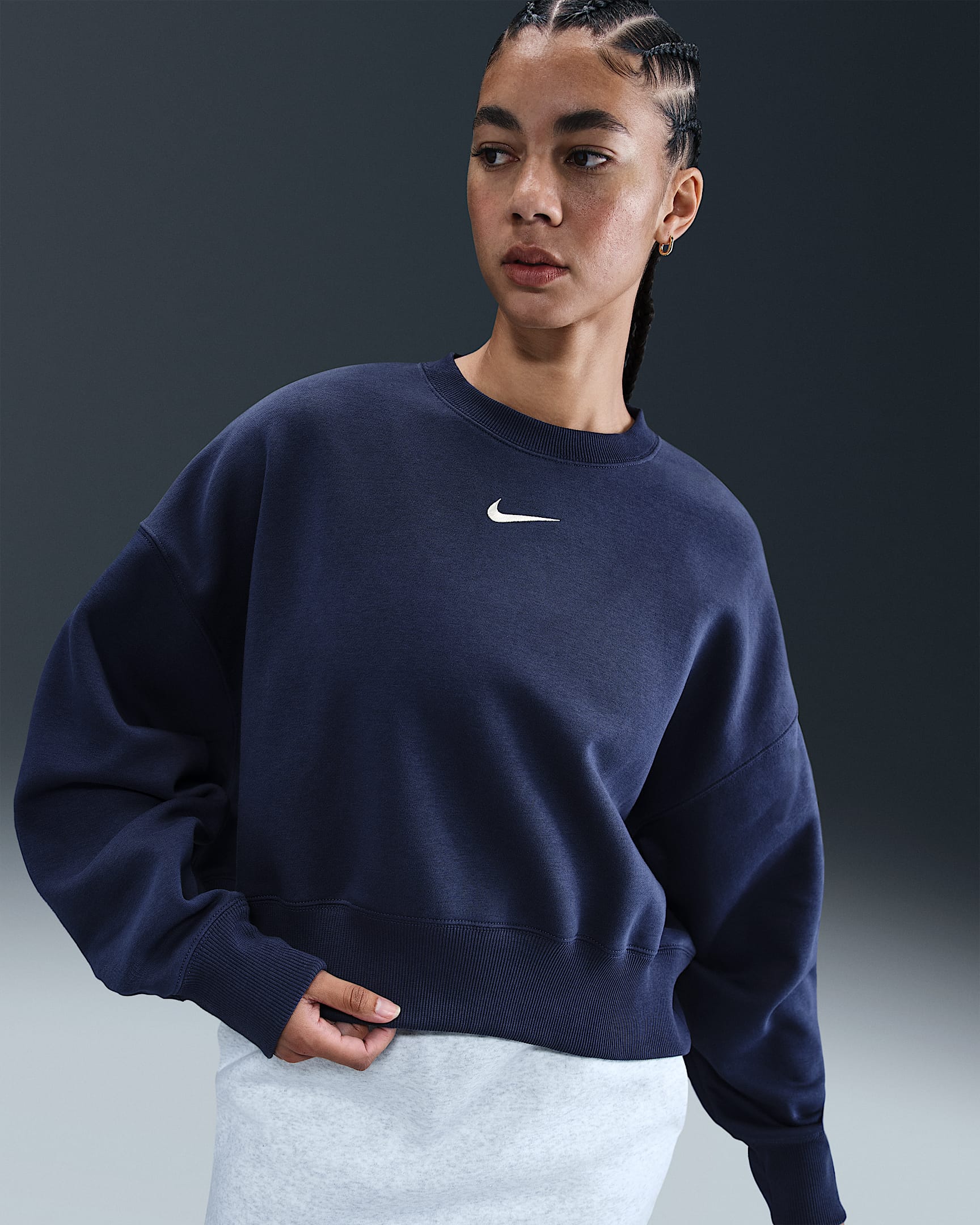 Nike Sportswear Phoenix Fleece Women's Over-Oversized Crew-Neck Sweatshirt - Midnight Navy/Sail