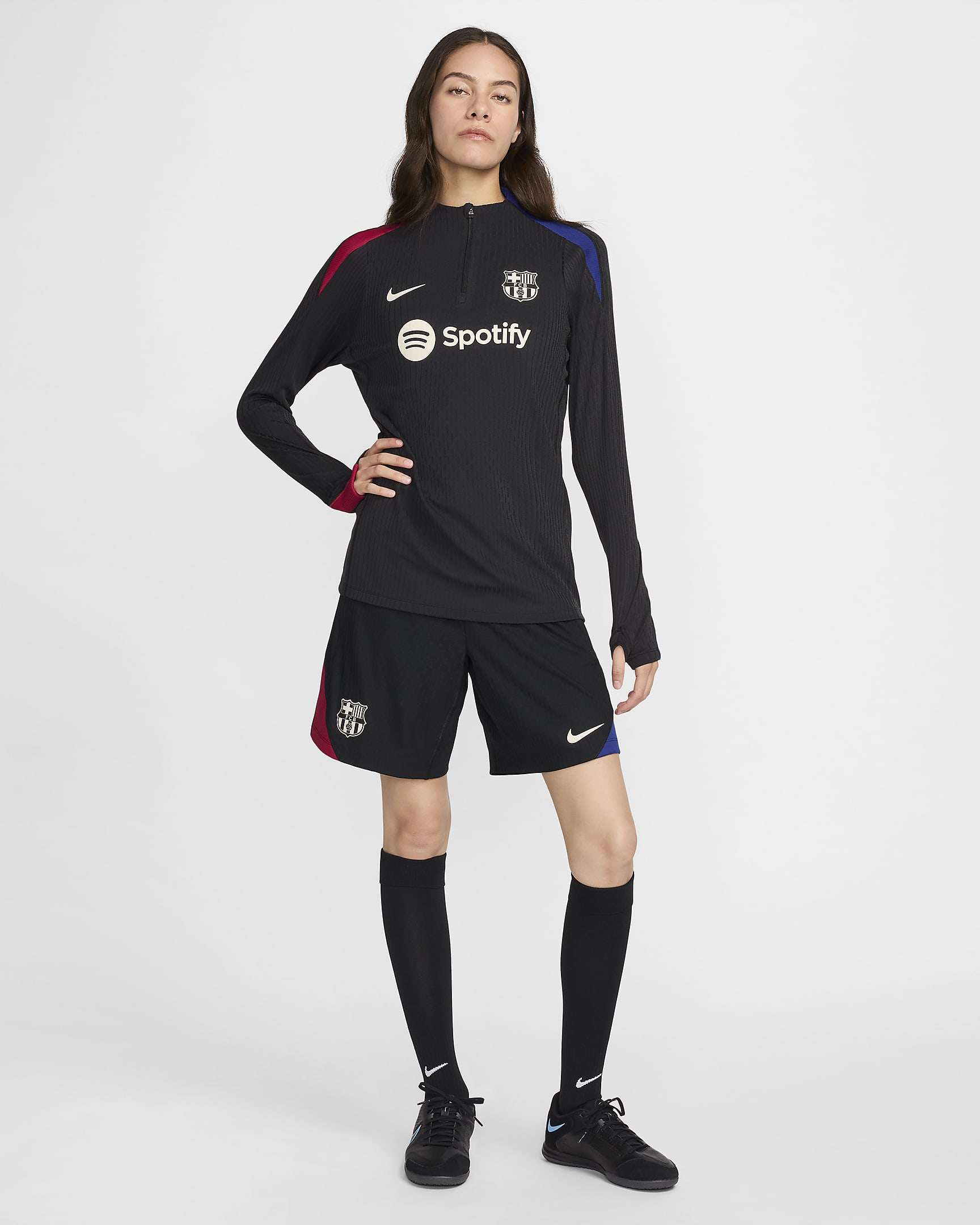 F.C. Barcelona Strike Elite Women's Nike Dri-FIT ADV Football Knit Drill Top - Black/Noble Red/Deep Royal Blue/Light Orewood Brown