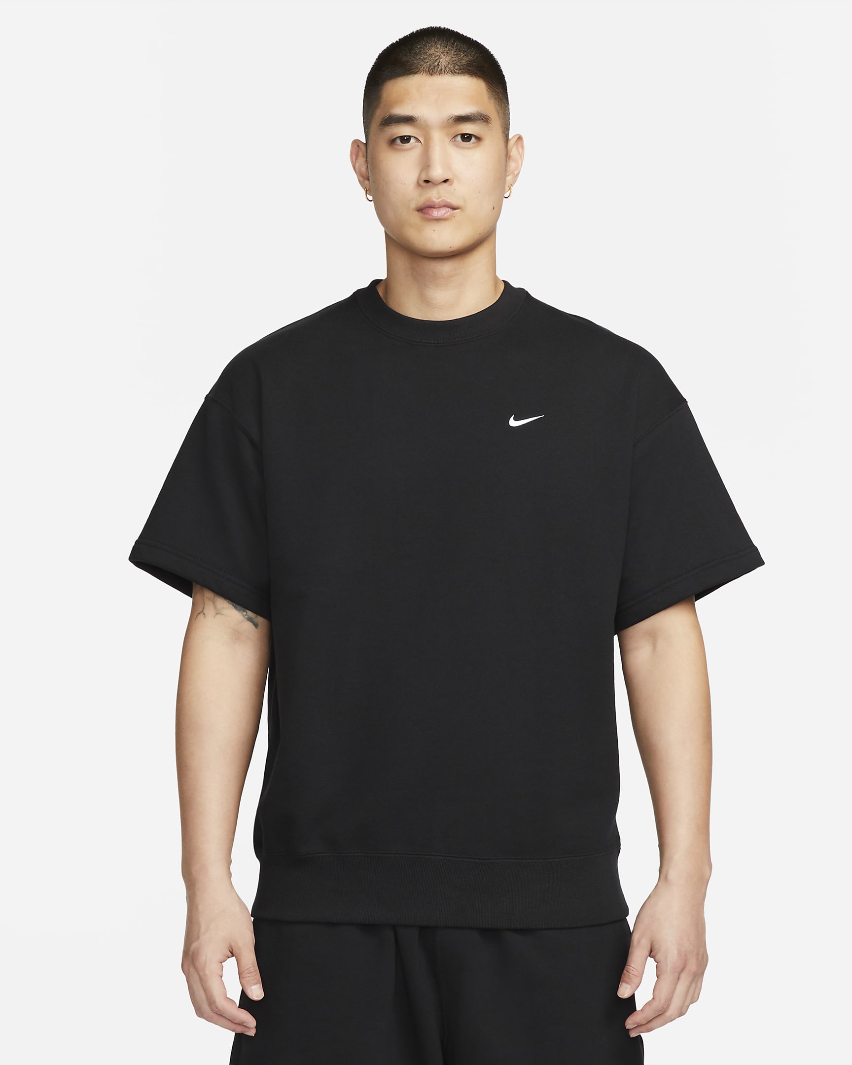 Nike Solo Swoosh Men's Short-Sleeve French Terry Top - Black/White