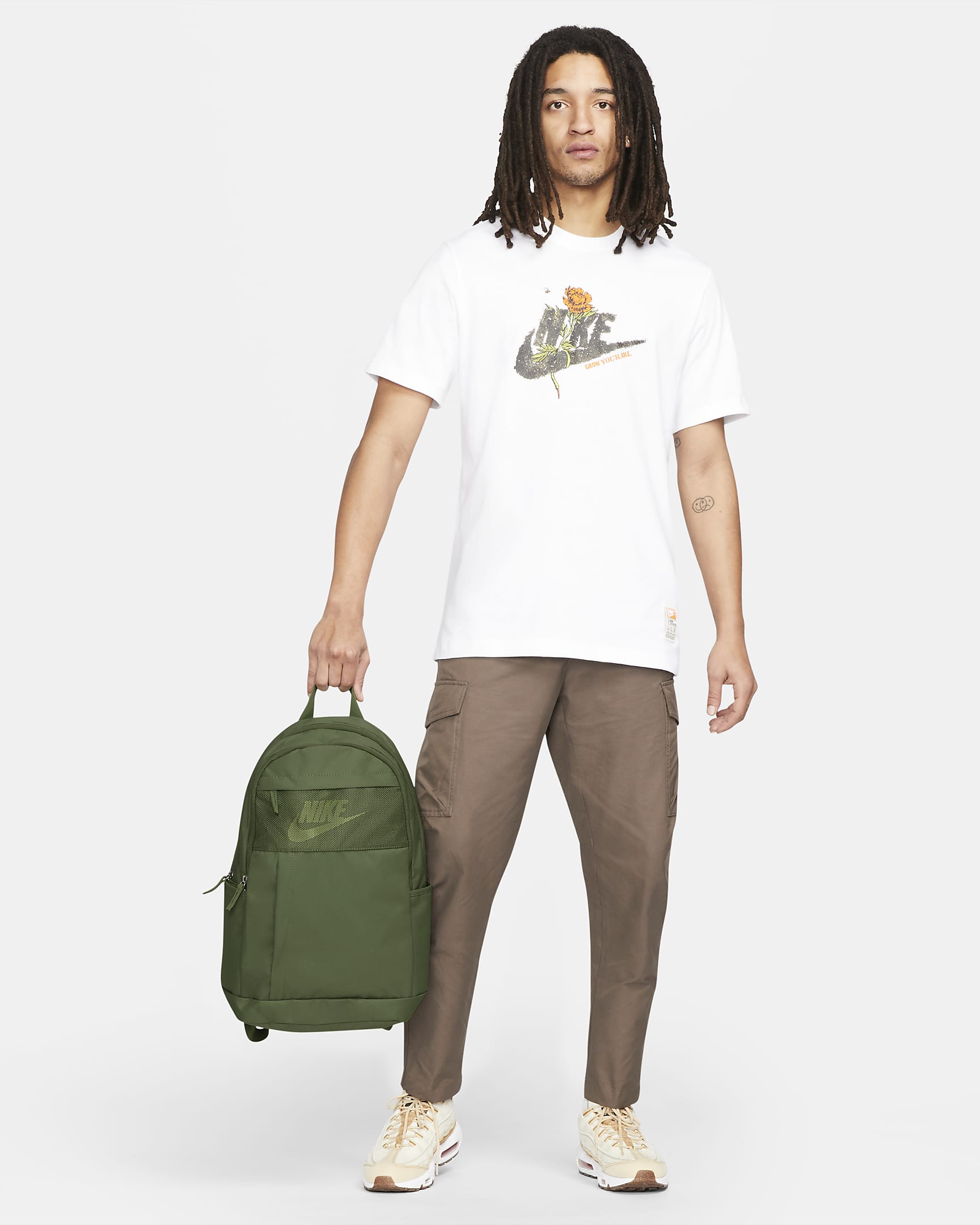 Nike Backpack (21L) - Treeline/Treeline/Vivid Green