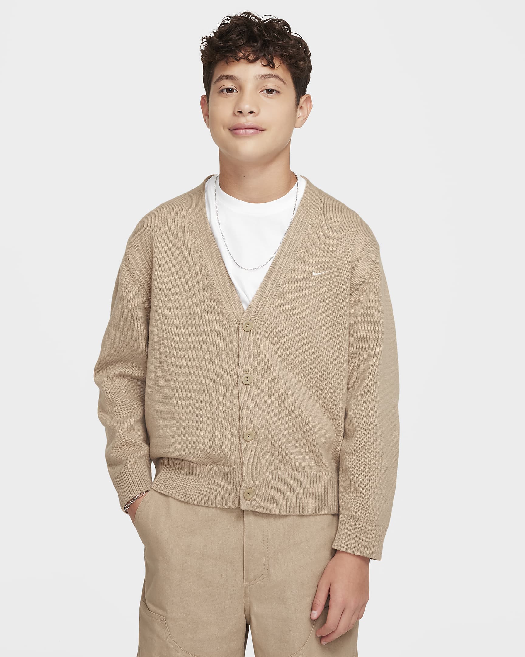 Nike Sportswear Metro Ground Older Kids' Cardigan - Khaki