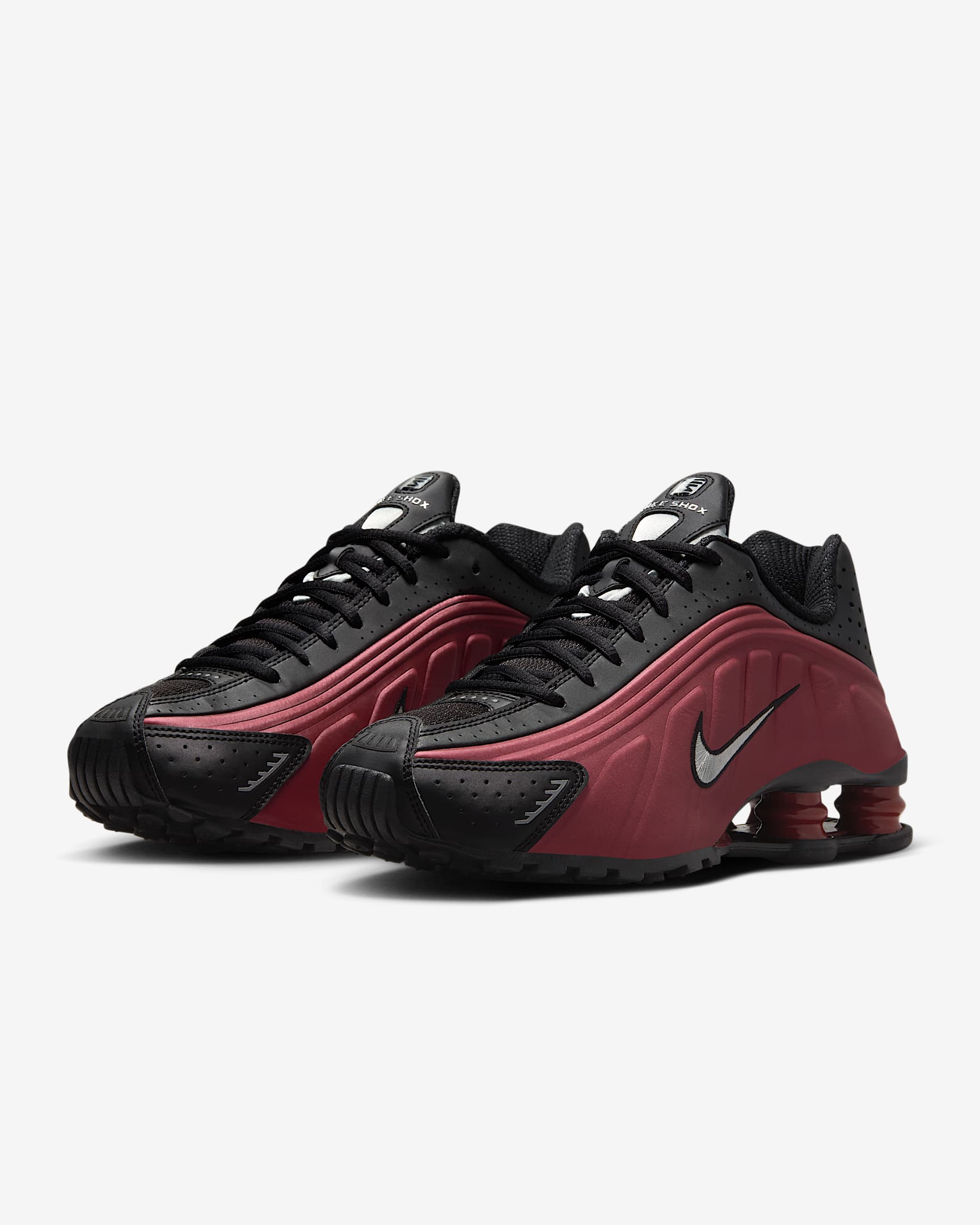 Chaussure Nike Shox R4 pour femme - Noir/Team Red/Metallic Silver