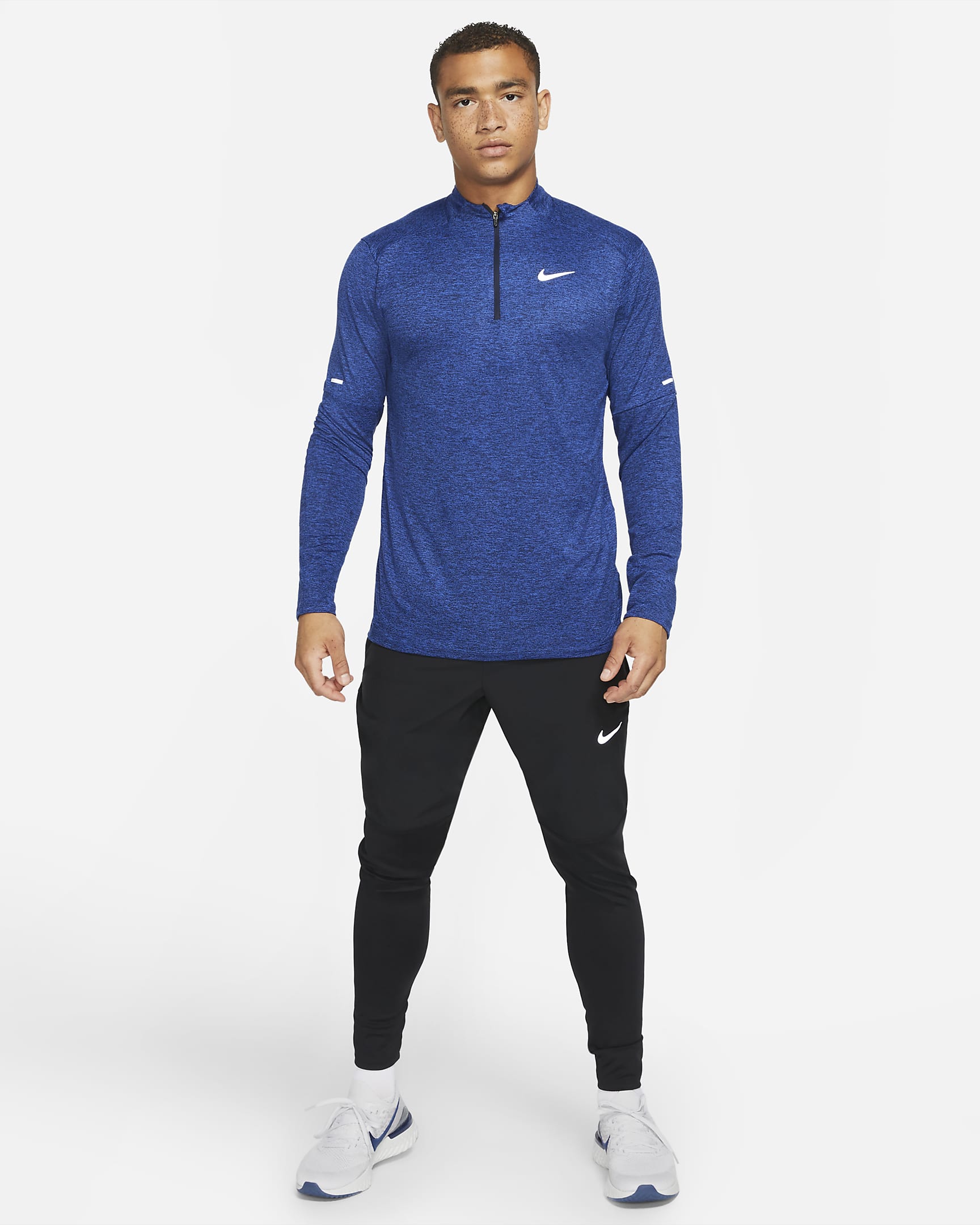 Camisola de running Dri-FIT com fecho até meio Nike para homem - Obsidian/Game Royal/Heather