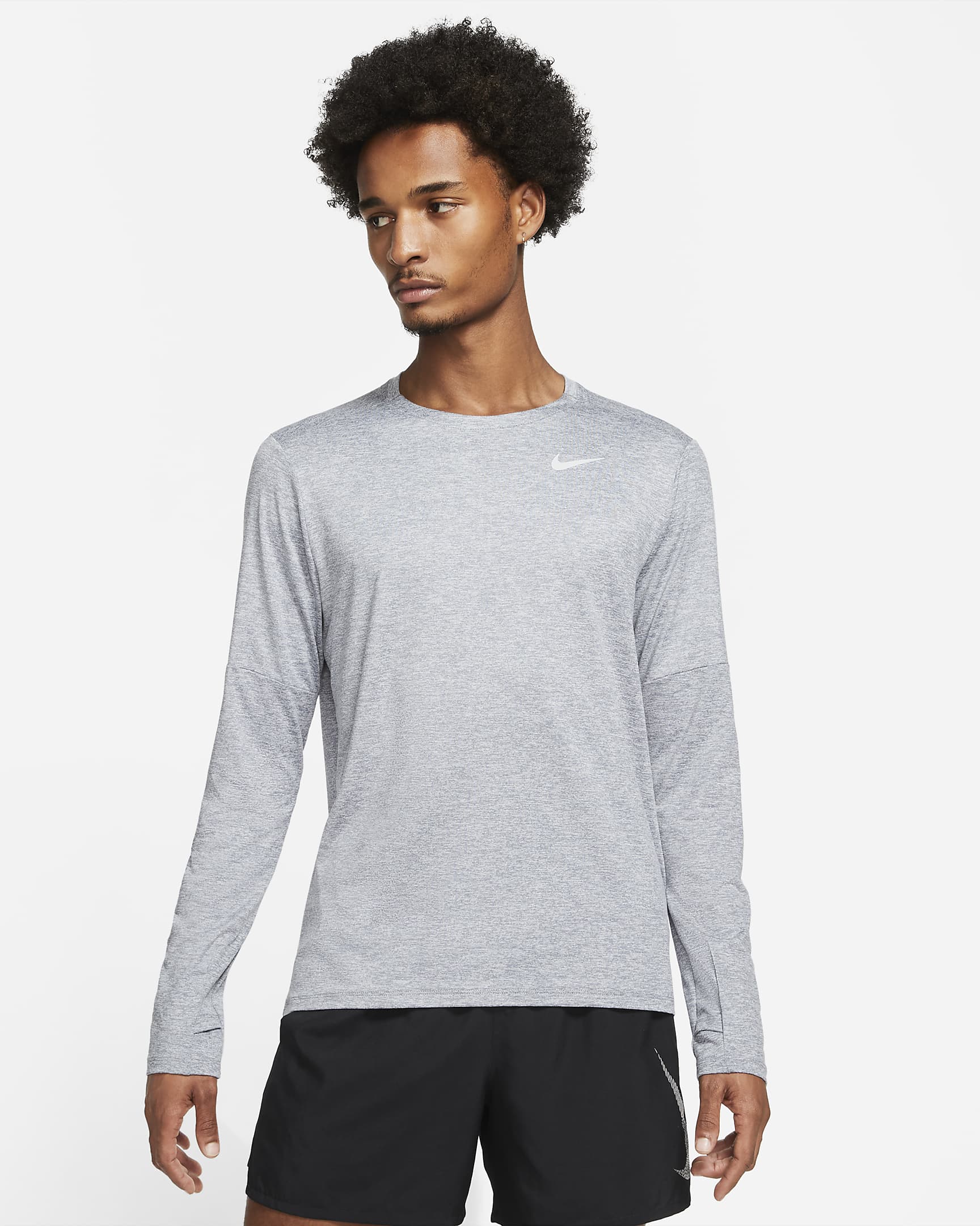 Nike Element Men's Dri-FIT Running Crew Top - Smoke Grey/Grey Fog/Heather