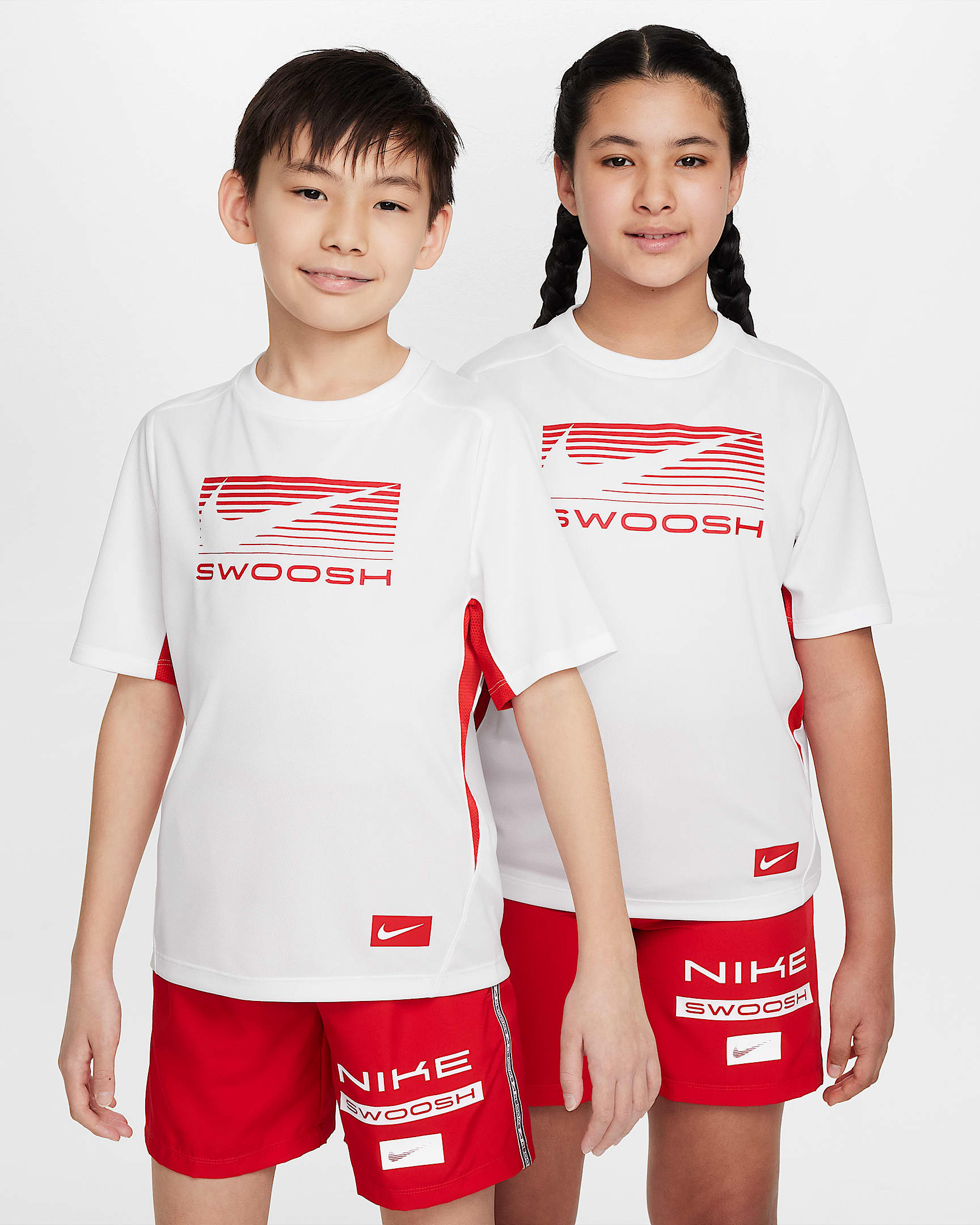 Nike Multi Big Kids' (Boys') Dri-FIT Short-Sleeve Top - White/University Red