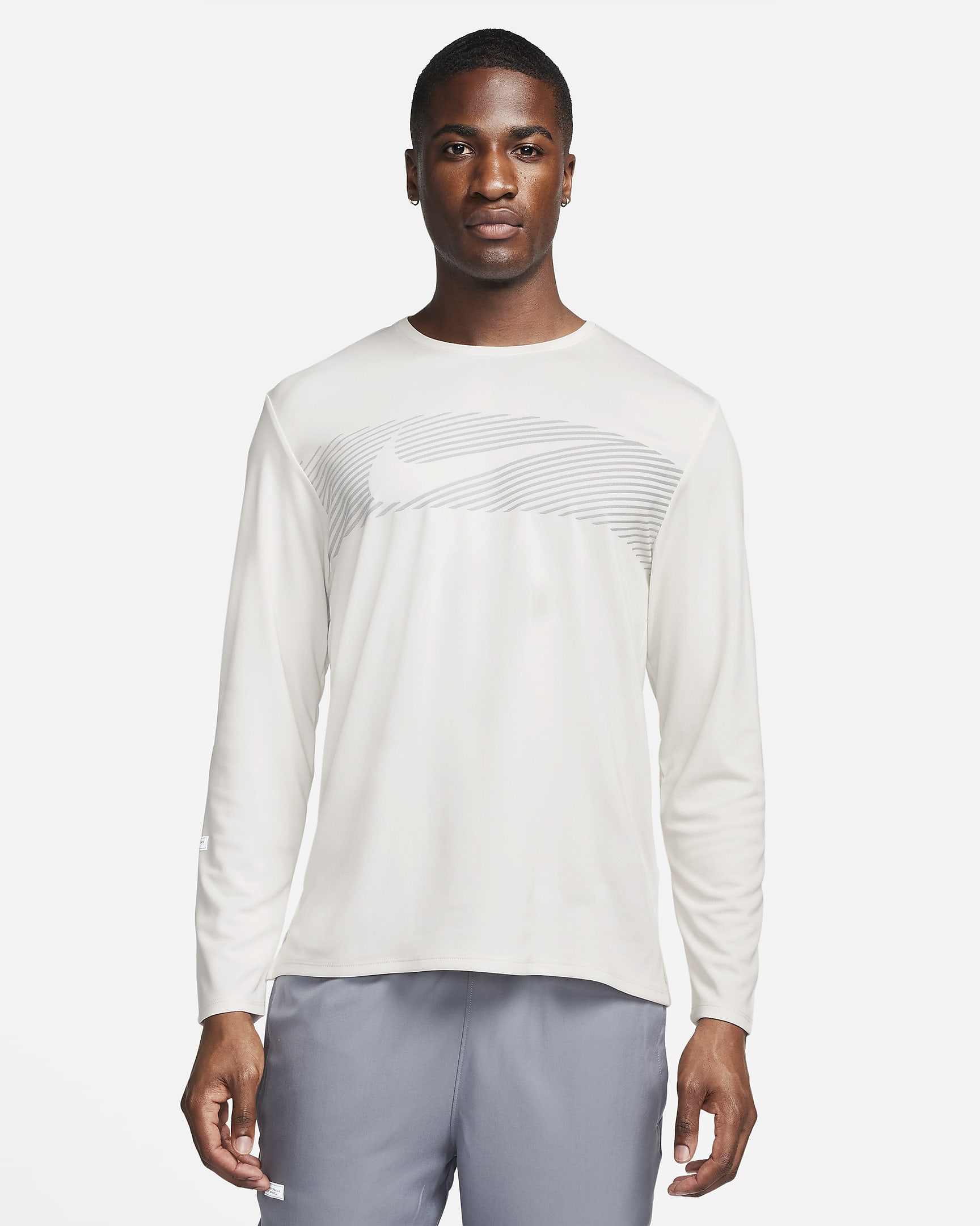 Playera de correr de manga larga Dri-FIT UV para hombre Nike Miler Flash - Fantasma