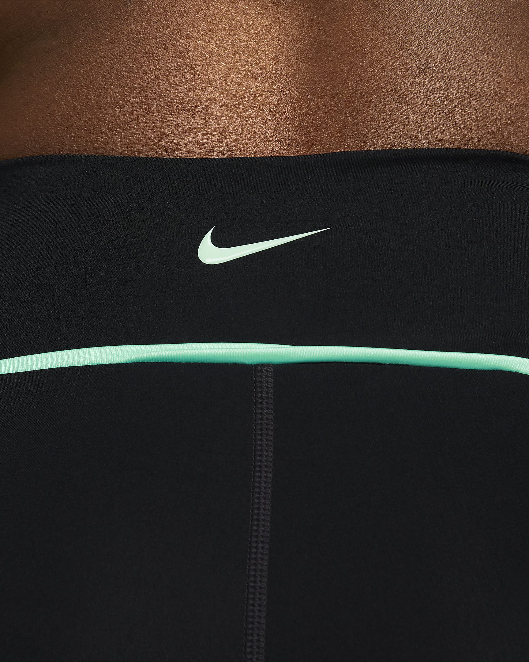 Nike Pro Women's Mid-Rise 7" Biker Shorts - Black/Green Glow/Dark Smoke Grey