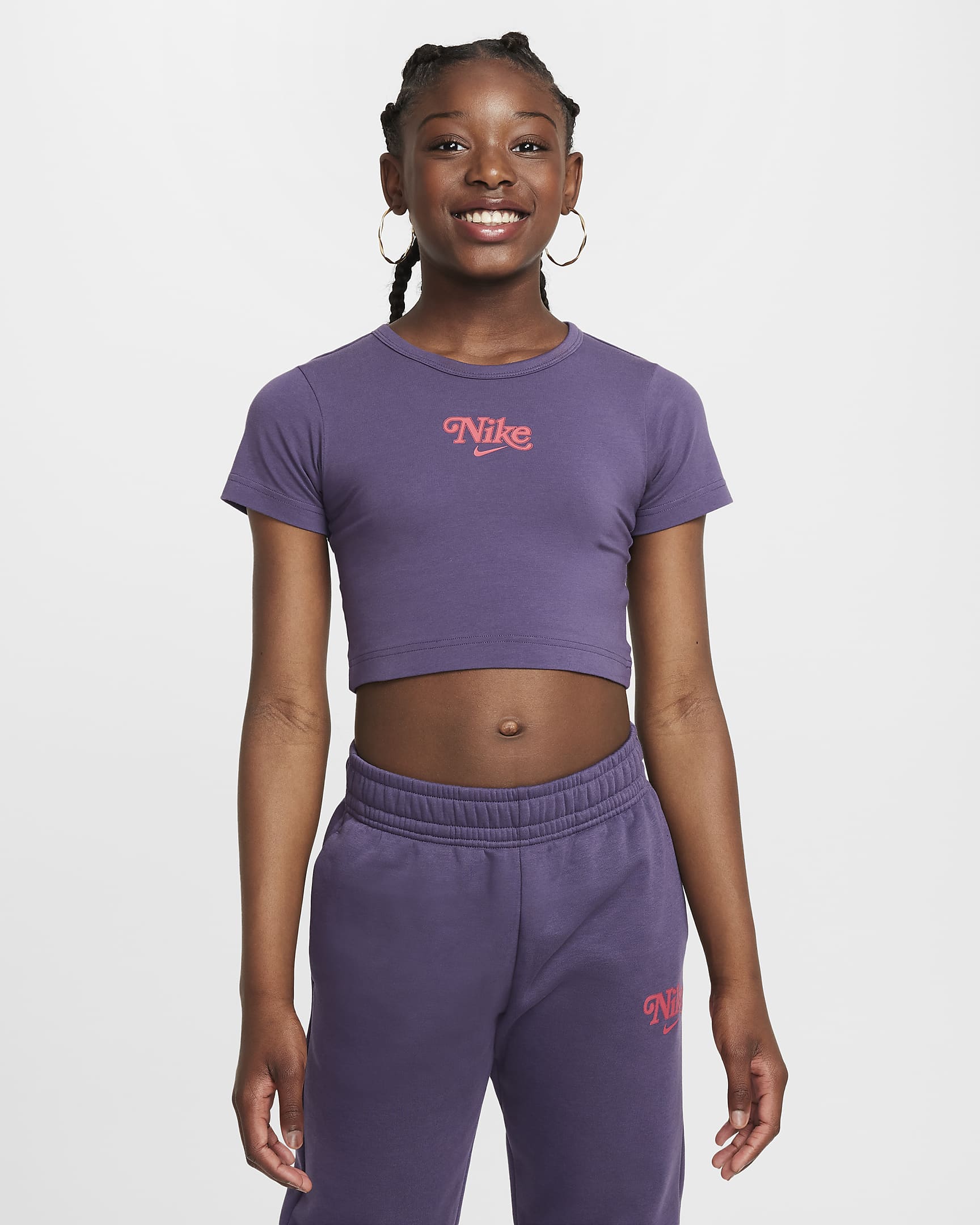 Nike Sportswear Girls' Cropped T-Shirt - Dark Raisin