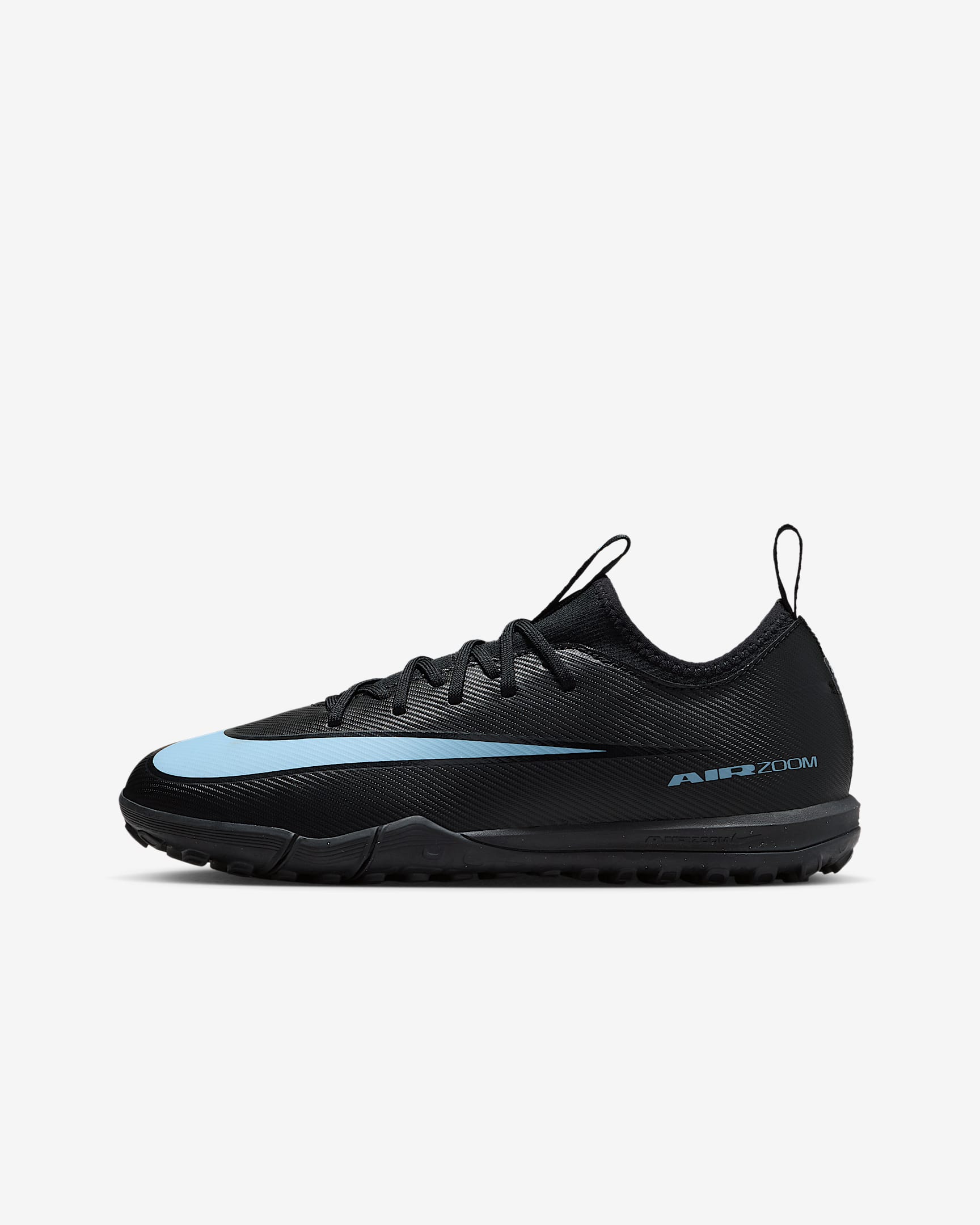 Nike Jr. Mercurial Vapor 16 Academy 小/大童人工短草草皮低筒足球鞋 - 黑色/Ice Blue