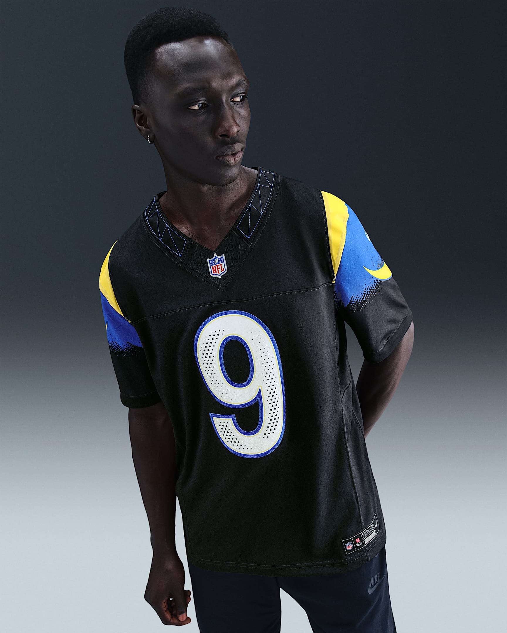 Jersey Nike Dri-FIT de la NFL Limited para hombre Matthew Stafford Los Angeles Rams Rivalries Collection - Azul marino