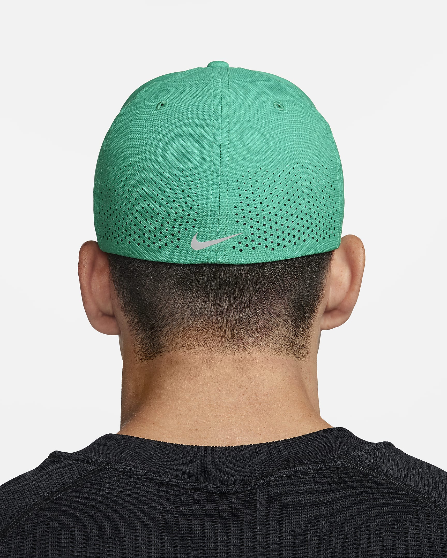 Nike Dri-FIT ADV Rise Structured SwooshFlex Cap - Stadium Green/Anthracite/White