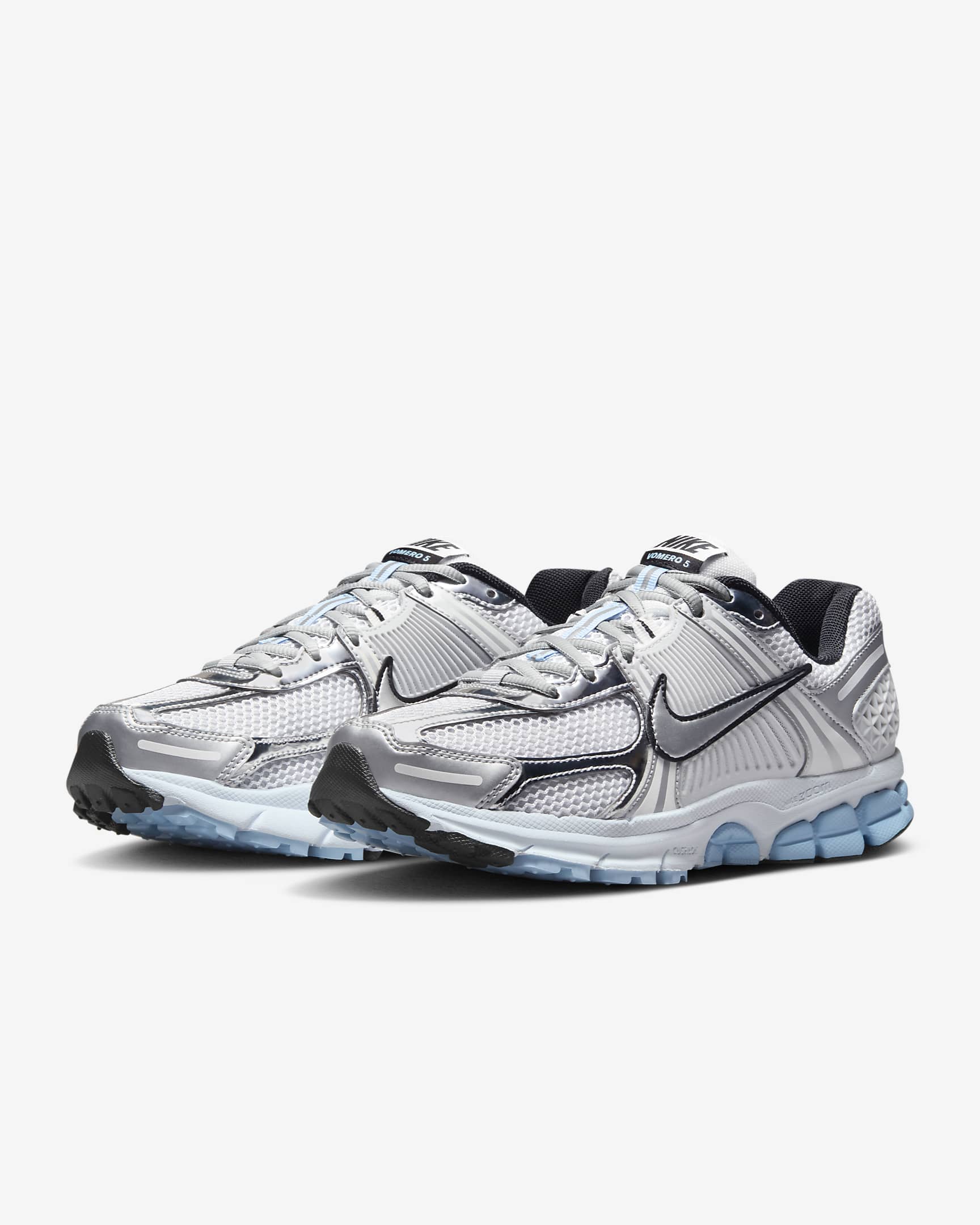 Tenis para mujer Nike Zoom Vomero 5 - Blanco/Platino puro/Tinte azul/Plata metalizado