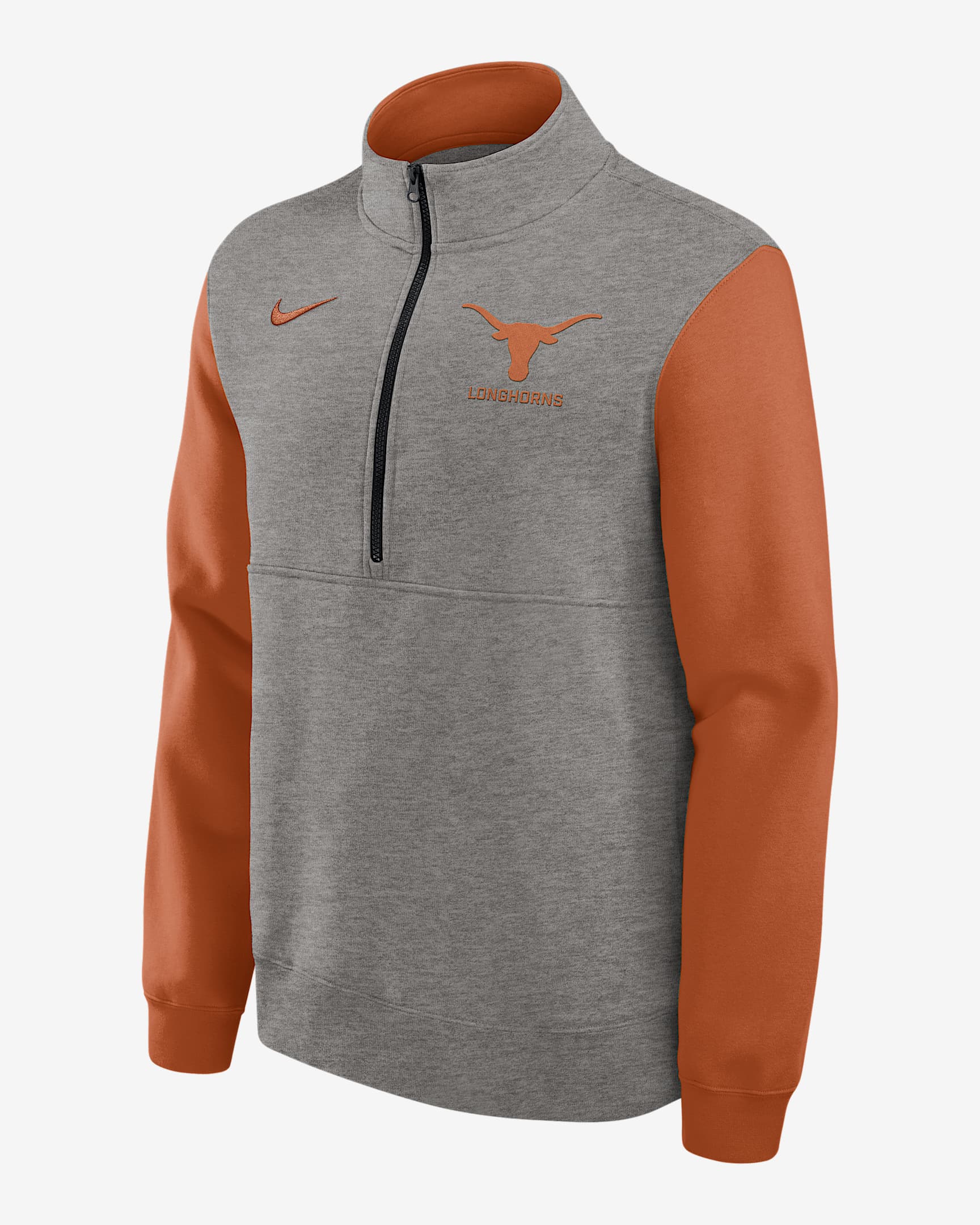 Sudadera de cuello redondo universitaria Nike de medio cierre para hombre Texas Club - Gris jaspeado