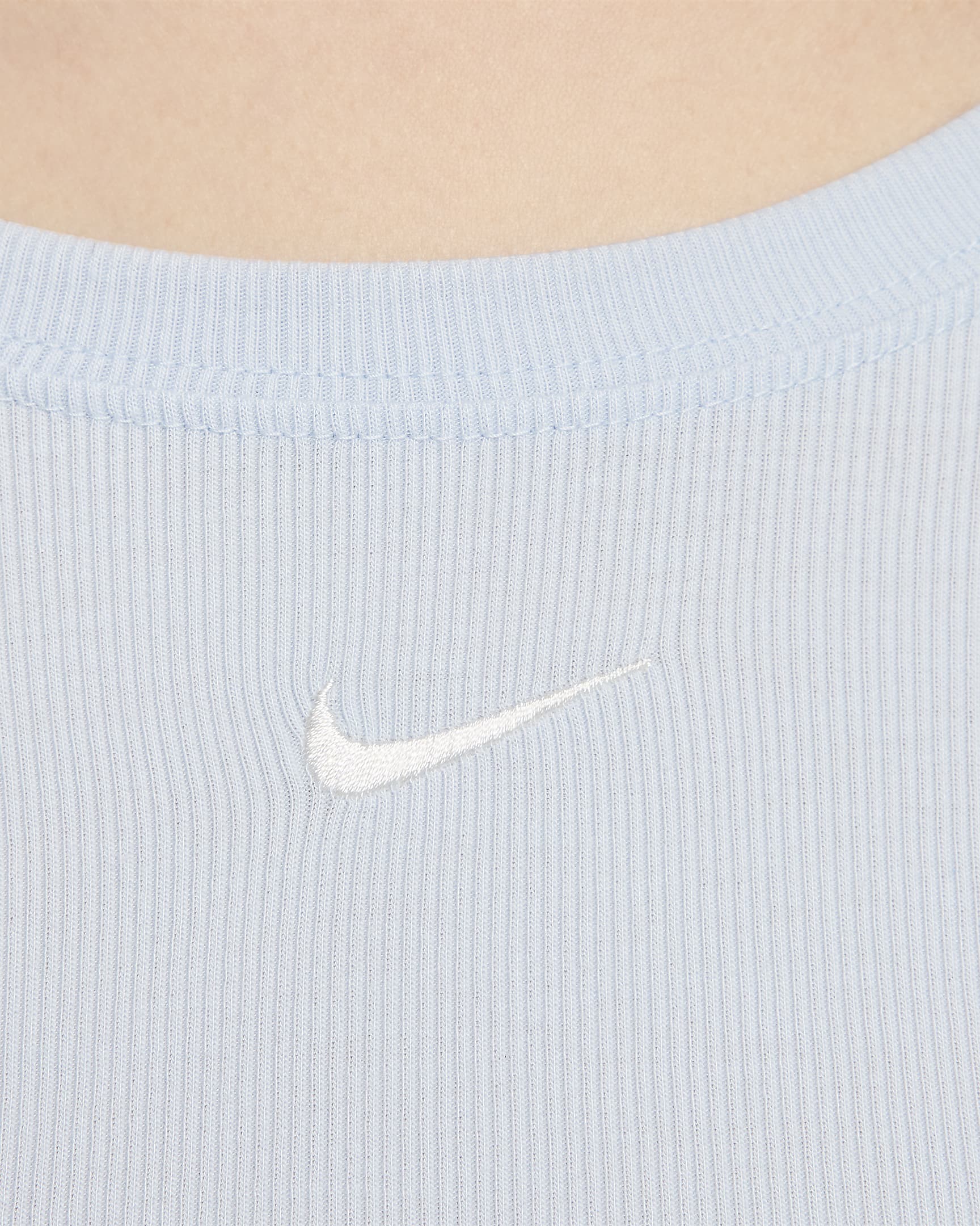 Nike Sportswear Chill Knit Women's Tight Scoop-Back Long-Sleeve Mini-Rib Top - Light Armoury Blue/Sail