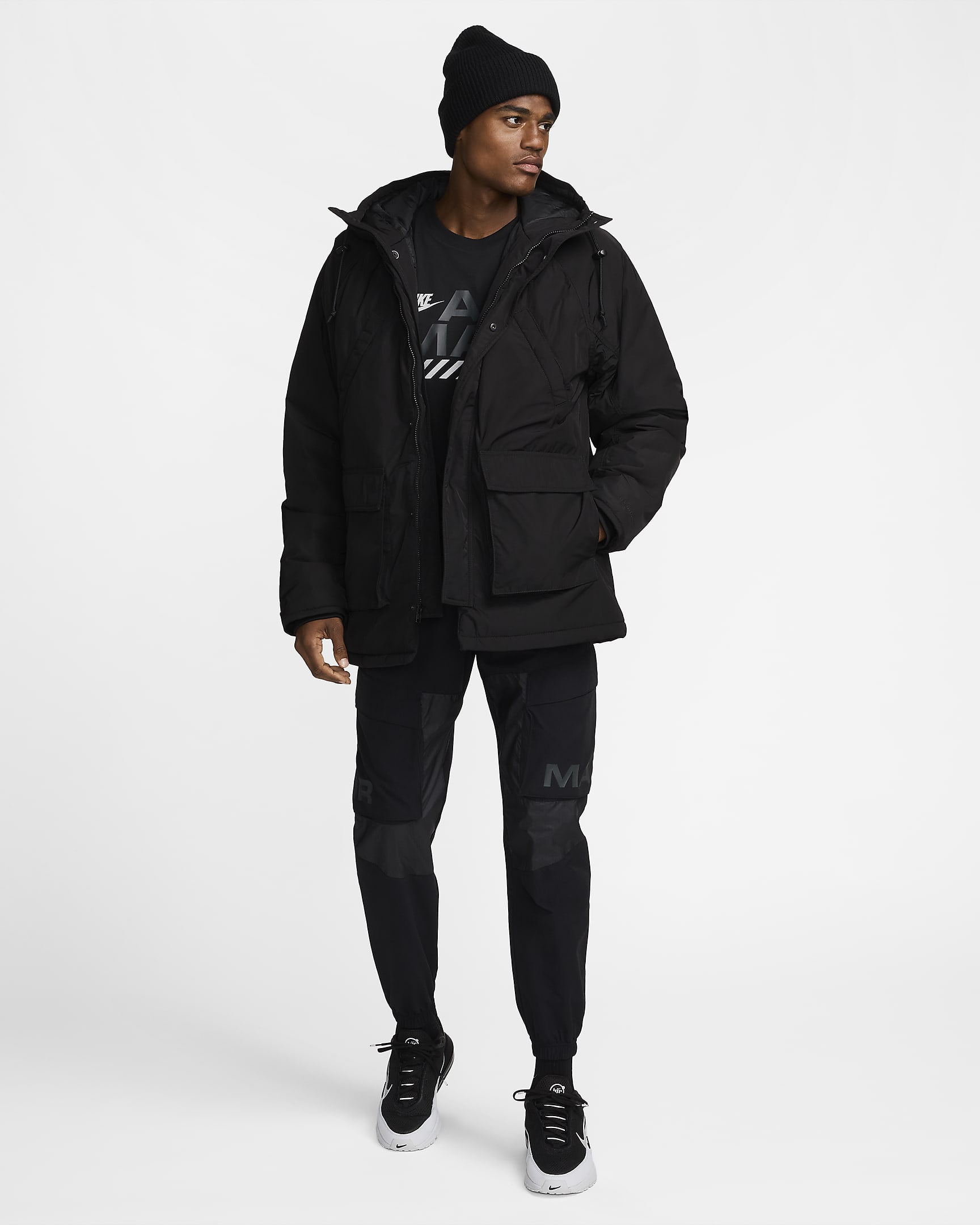 Nike Sportswear Club Fleece Men's Therma-FIT Parka - Black/Black/Black/White