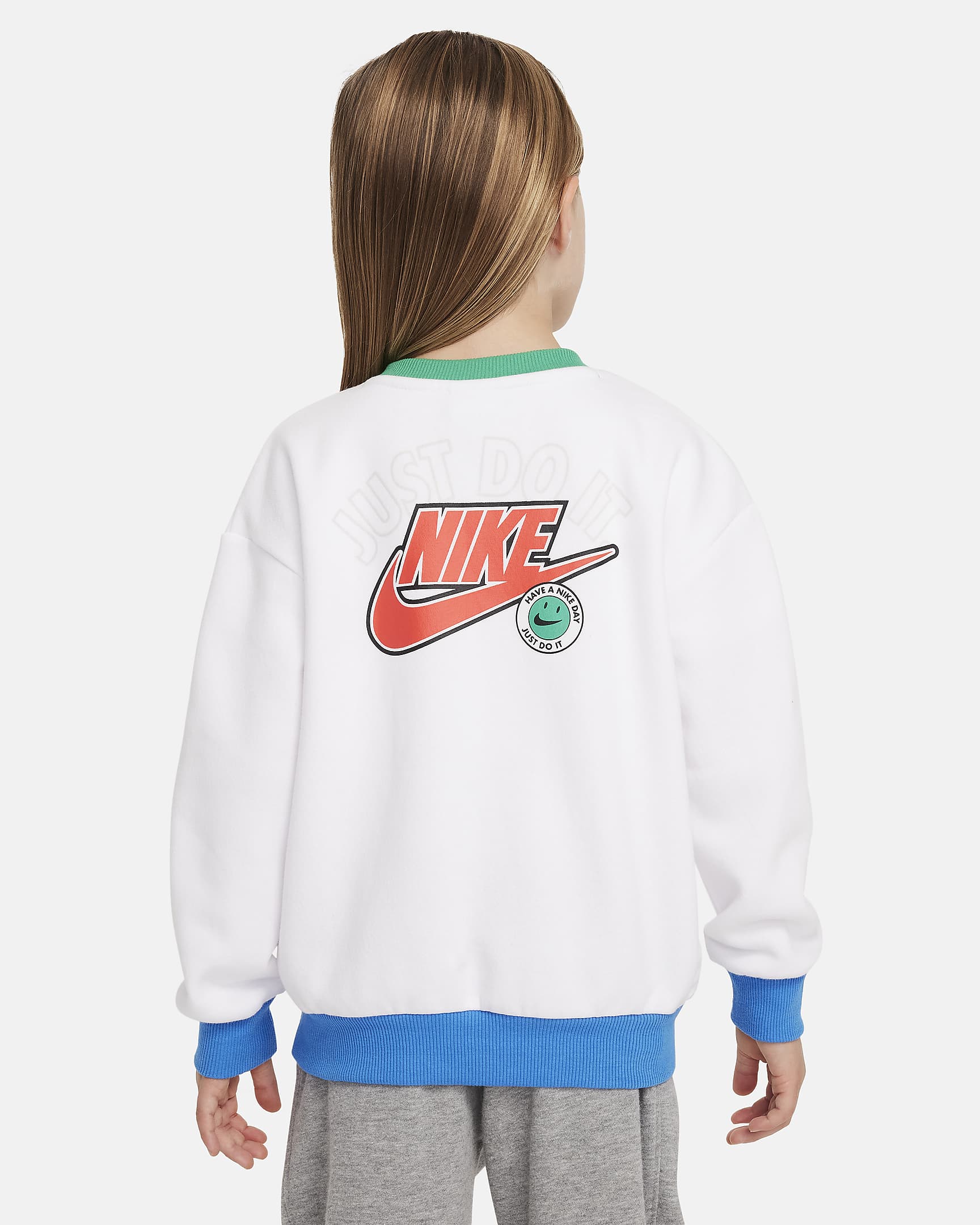 Nike Sportswear Little Kids' Colorblocked Rib Crew - White