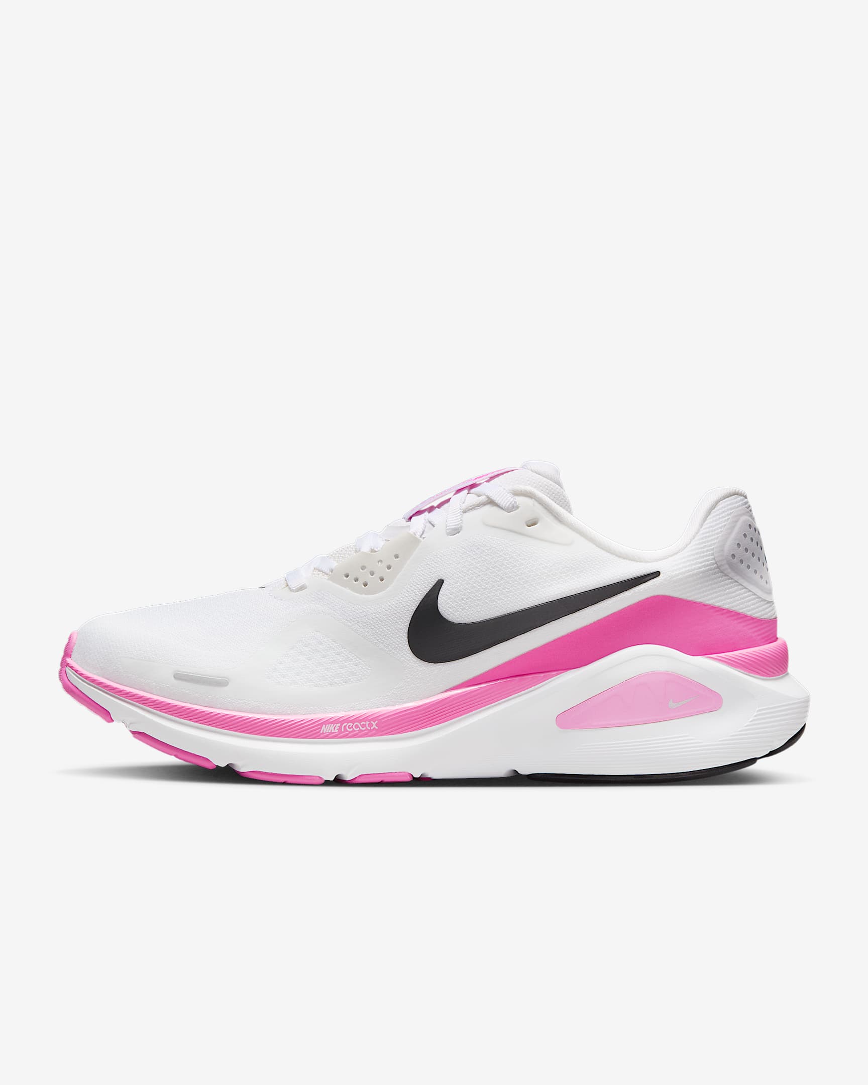 Nike Structure 26 Women's Road Running Shoes - White/Playful Pink/Metallic Silver/Black
