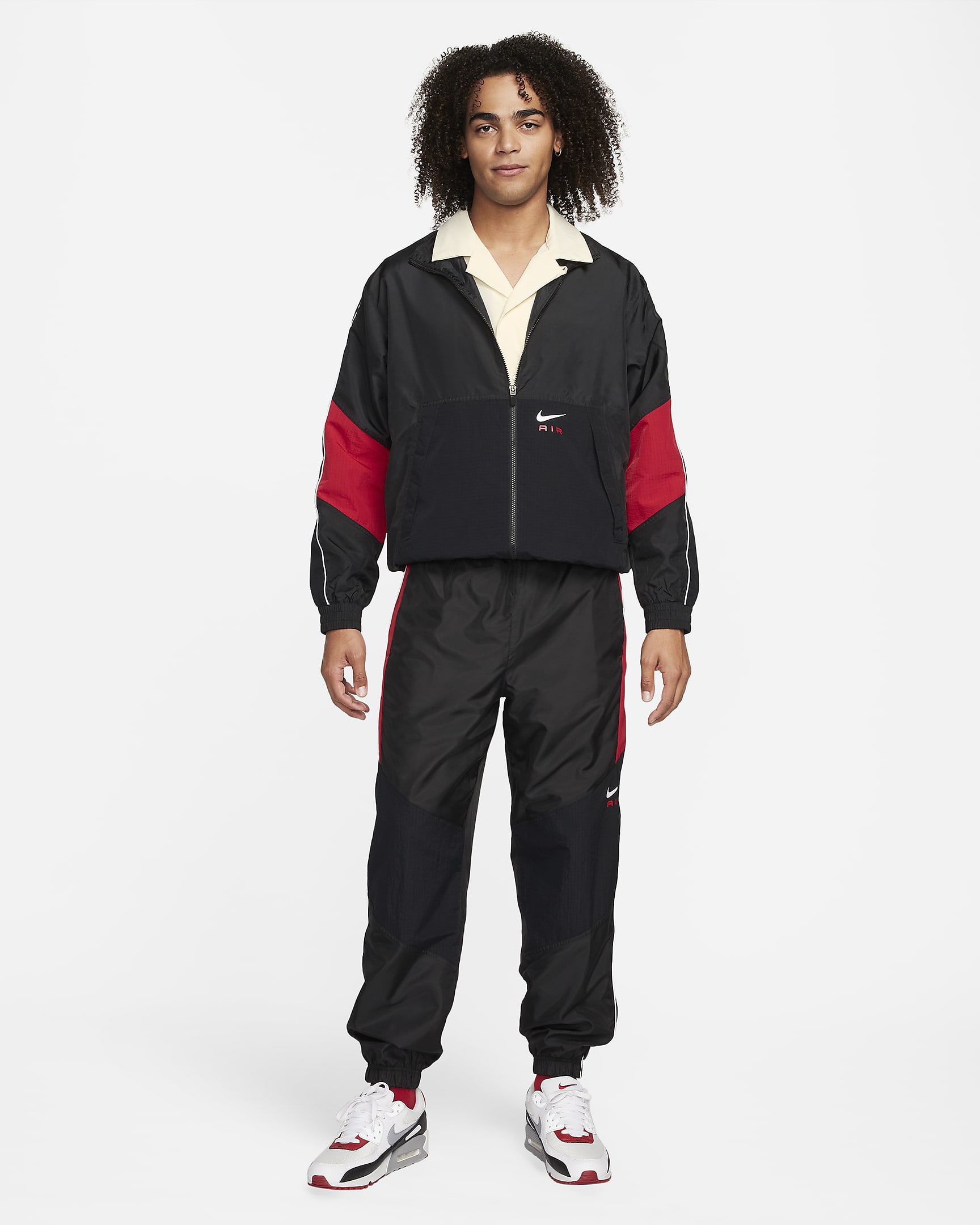 Track jacket in tessuto Nike Air – Uomo - Nero/University Red