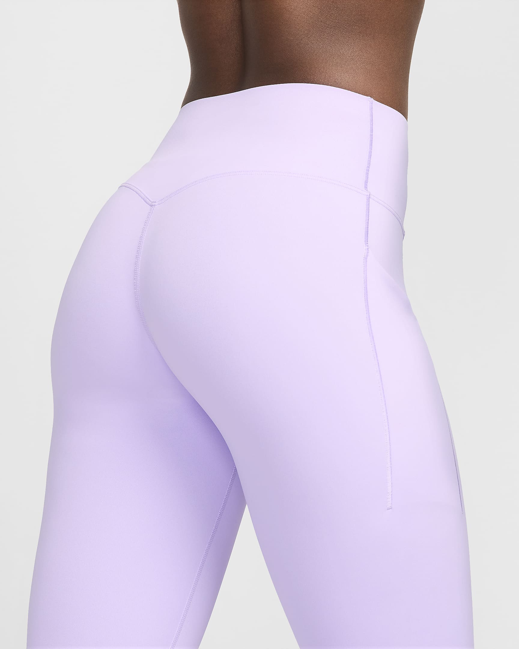 Legging long taille mi-haute à maintien normal avec poches Nike Universa pour femme - Lilac Bloom/Noir