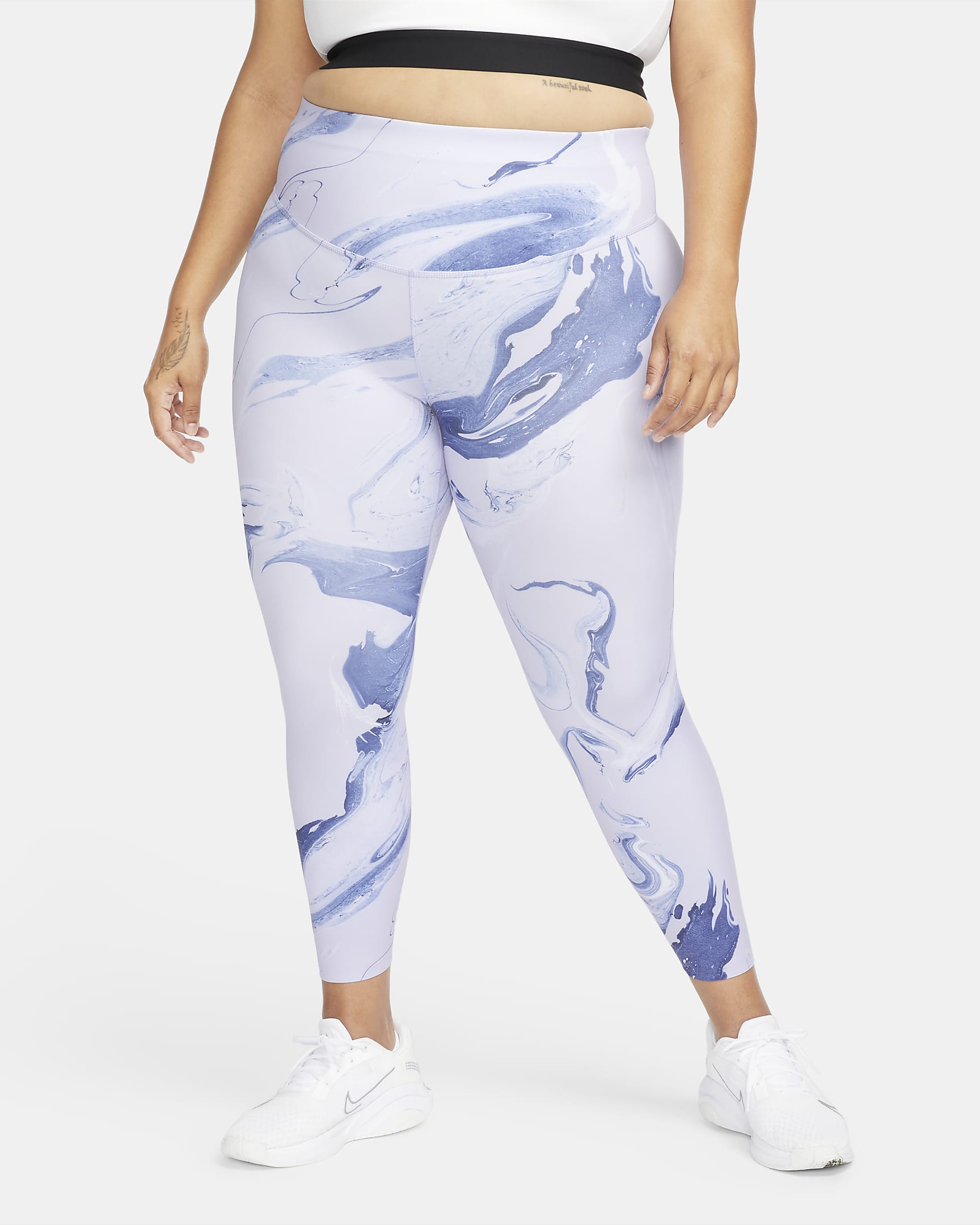 Nike One Luxe Women's Mid-Rise 7/8 Marbled Leggings (Plus Size) - Purple Dawn