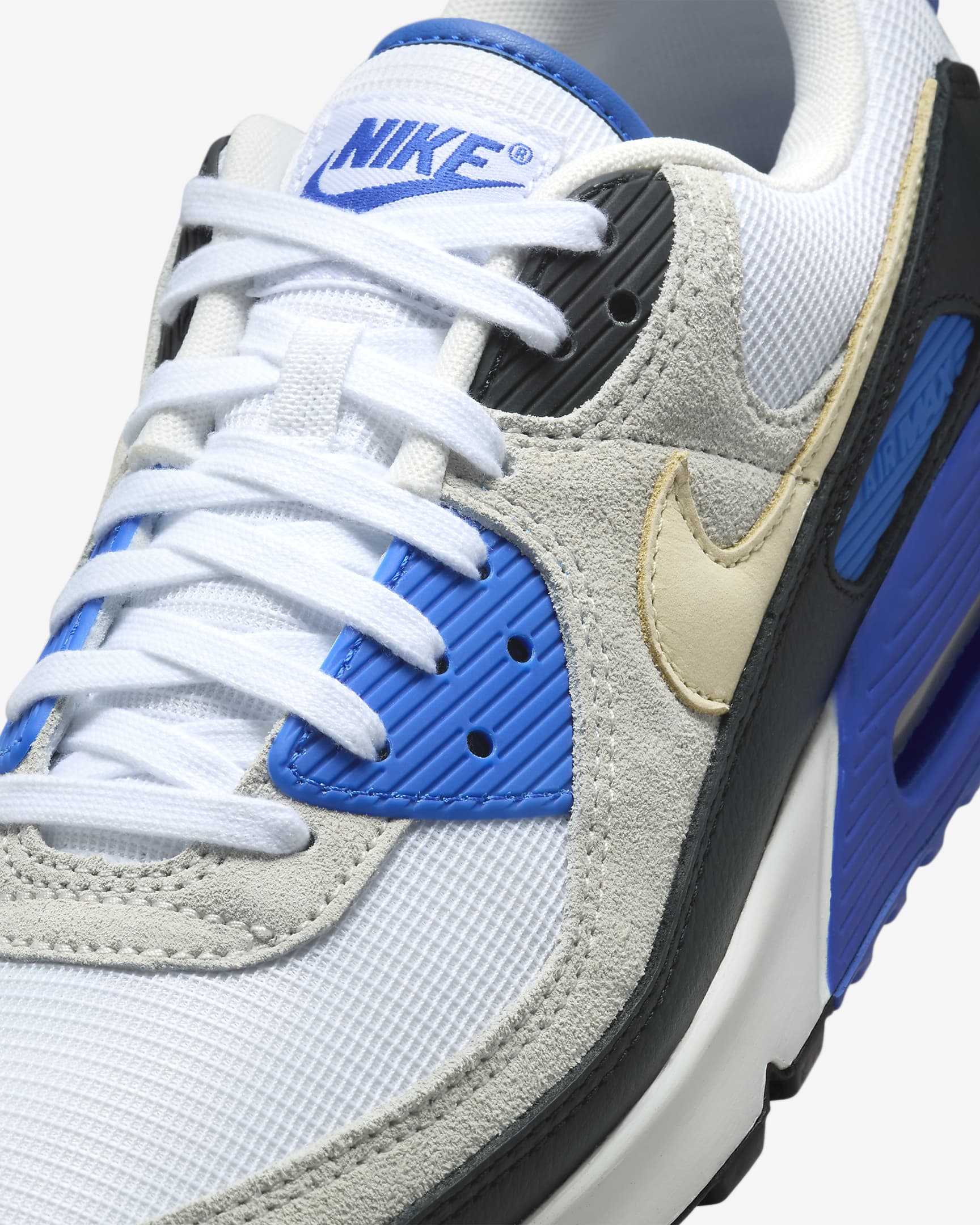 Nike Air Max 90 Premium Schuh (Herren) - Weiß/Racer Blue/Schwarz/Khaki