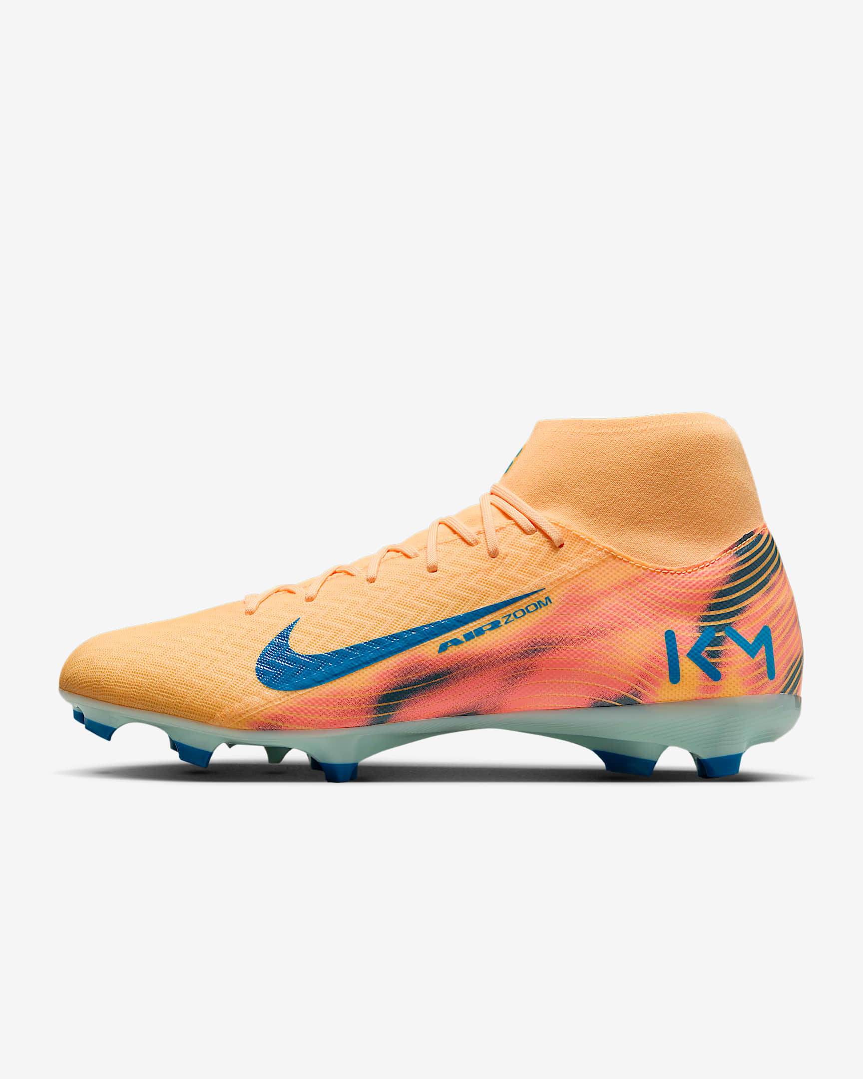 Nike Mercurial Superfly 10 Academy 'Kylian Mbappé' MG High-Top Football Boot - Melon Tint/Igloo/Neo Turquoise