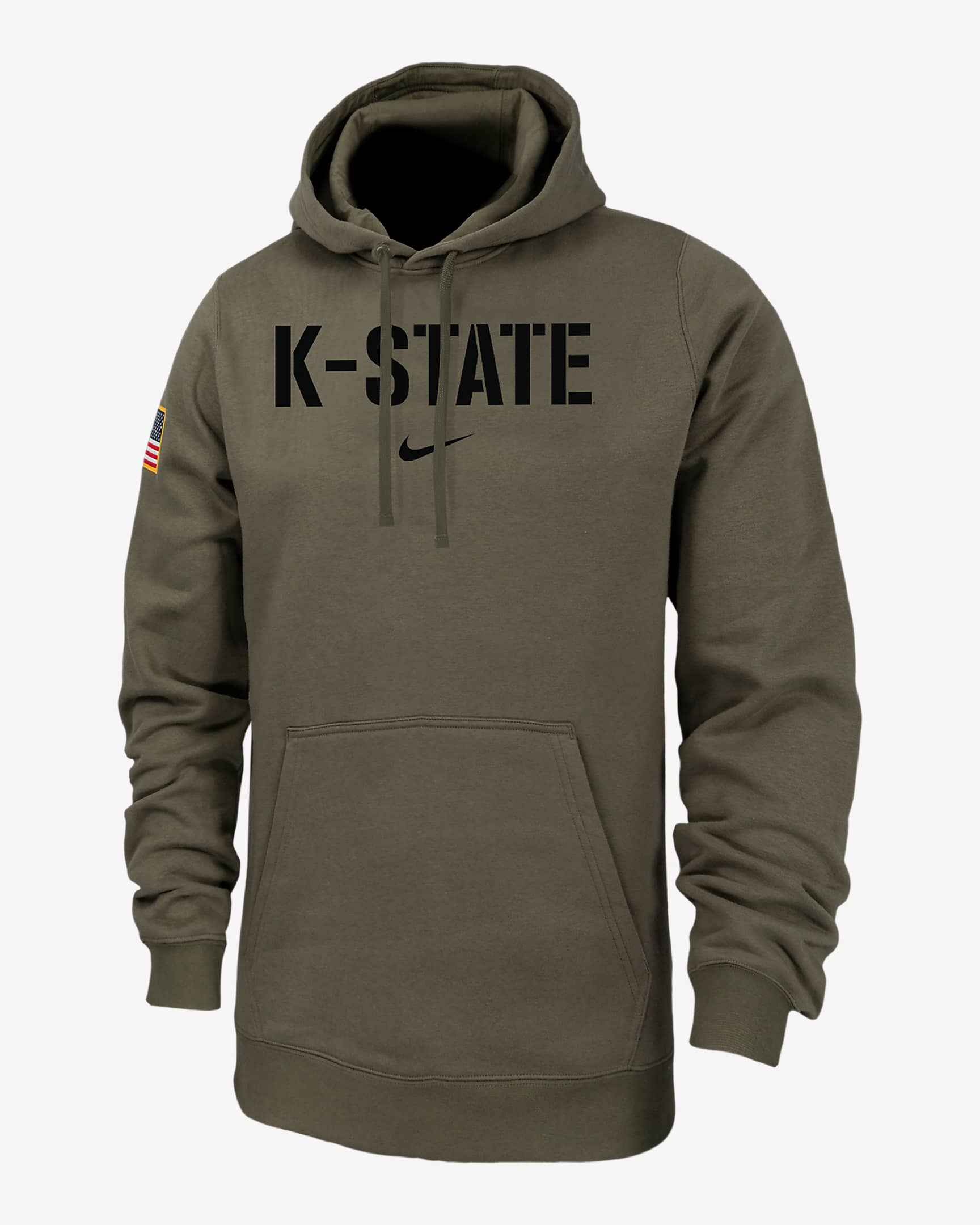 Sudadera con gorro para hombre Nike College Club Fleece Kansas State - Oliva medio