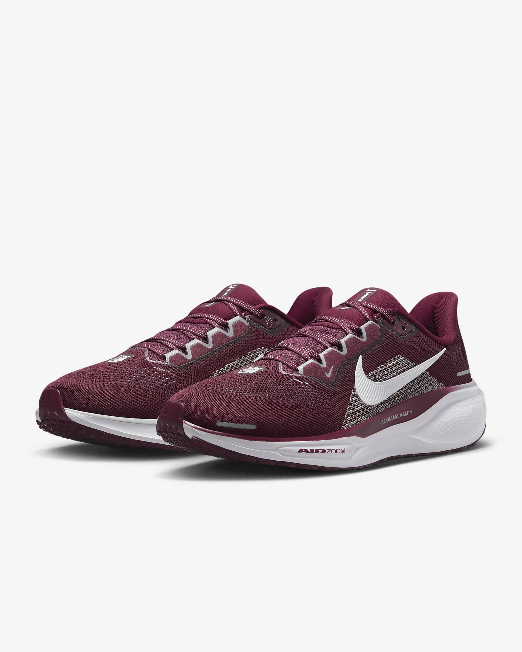 Alabama A&M Pegasus 41 Men's Nike College Road Running Shoes - Deep Maroon/White/Wolf Grey/White