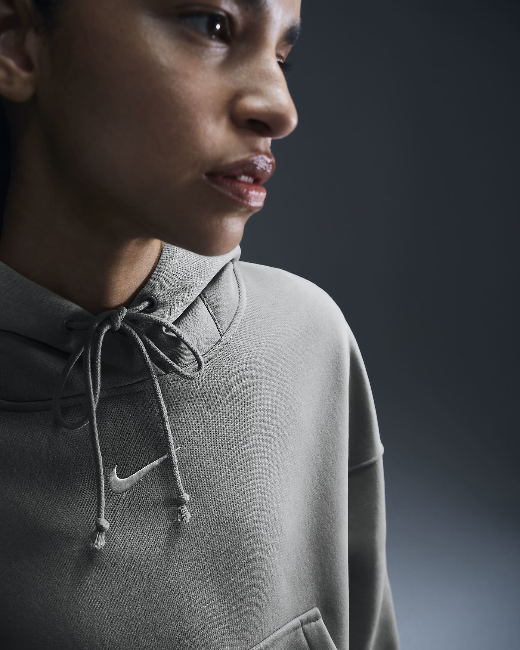 Ekstra overdimensioneret Nike Sportswear Phoenix Fleece-pullover-hættetrøje til kvinder - Light Army/Sail