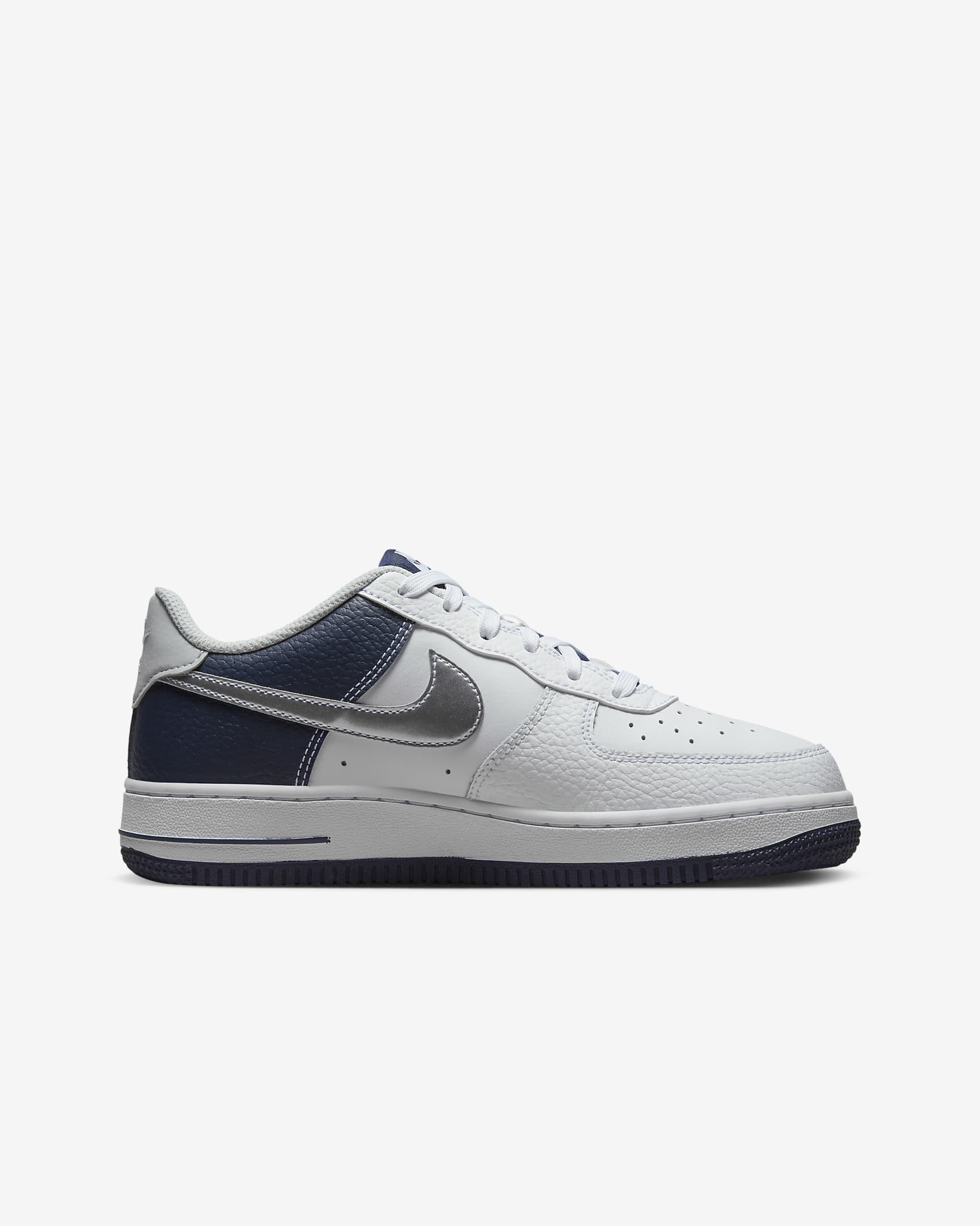 Nike Air Force 1 LV8 Older Kids' Shoes - White/Midnight Navy/Pure Platinum/Metallic Silver