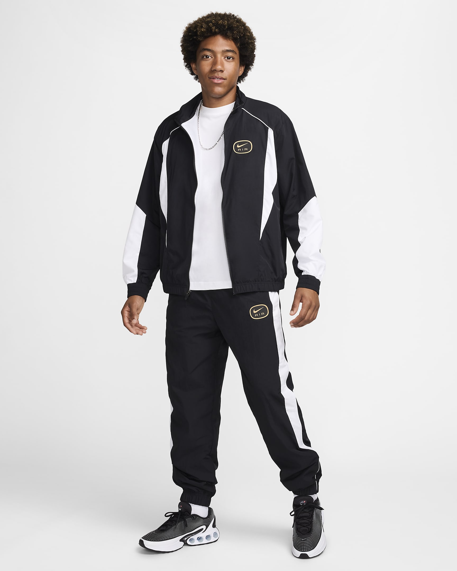 Nike Air Men's Woven Track Top - Black/White/Metallic Gold