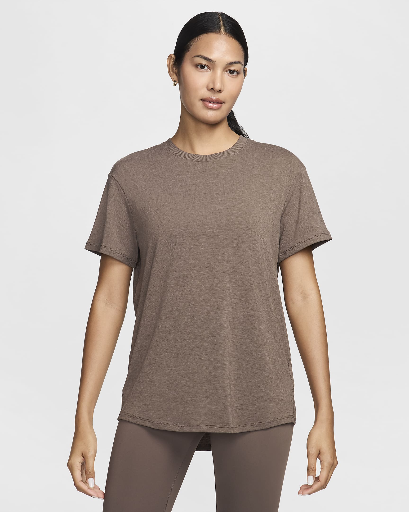 Nike One Relaxed Women's Dri-FIT Short-Sleeve Top - Ironstone/Black