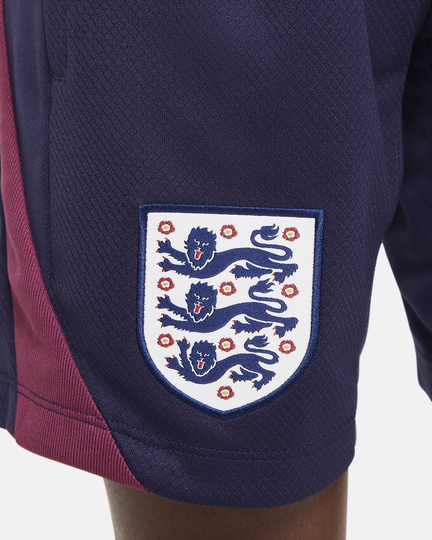 Engeland Strike Nike Dri-FIT knit voetbalshorts voor kids - Purple Ink/Rosewood/Wit