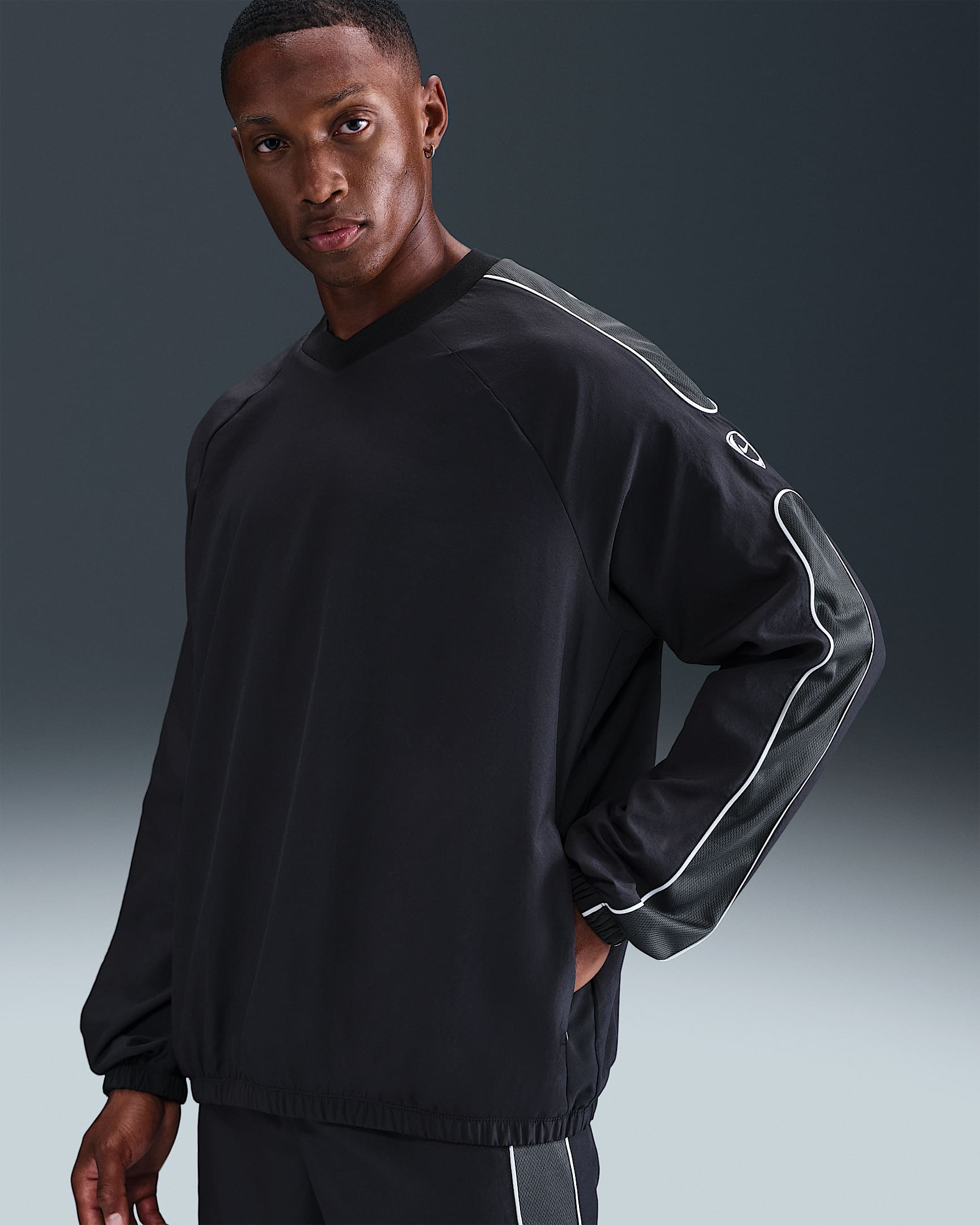 Chamarra de fútbol Dri-FIT para hombre Nike Academy+ - Negro/Antracita/Blanco/Blanco