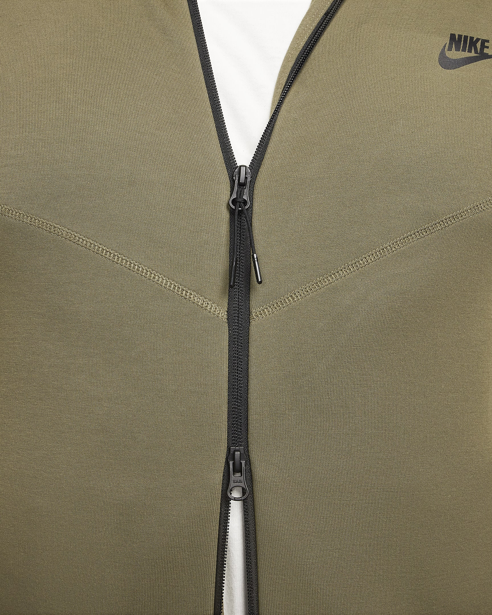 Nike Sportswear Tech Fleece Windrunner cipzáras, kapucnis férfipulóver - Medium Olive/Fekete