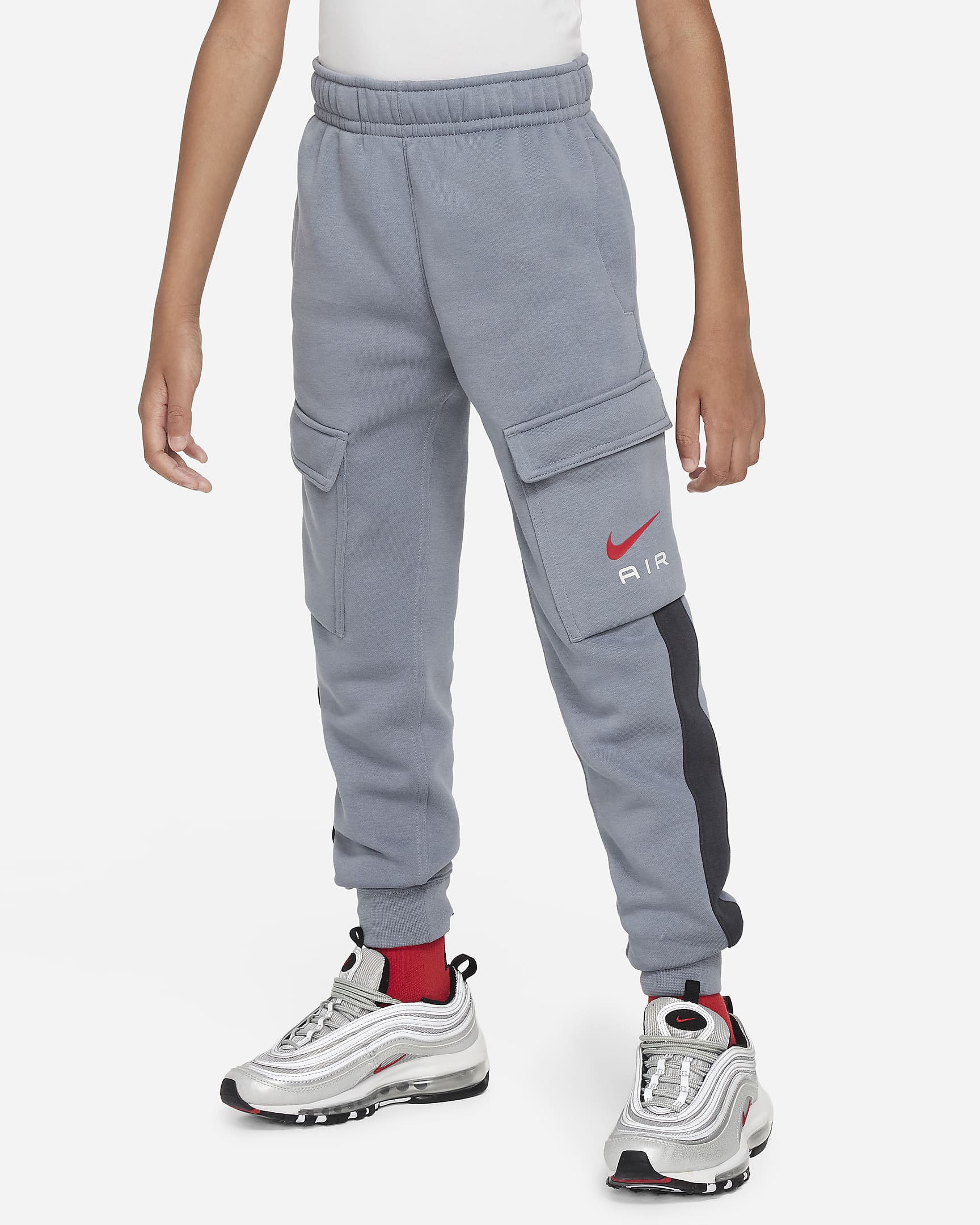 Pants cargo de tejido Fleece para niños talla grande Nike Air - Gris azulado/Antracita