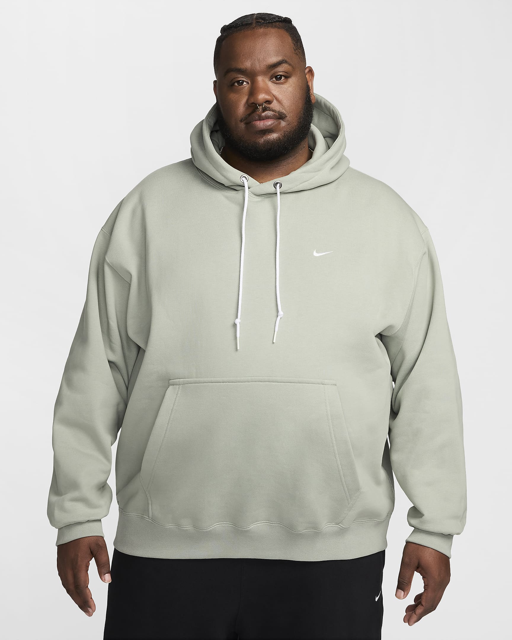 Felpa pullover in fleece con cappuccio Nike Solo Swoosh – Uomo - Jade Horizon/Bianco