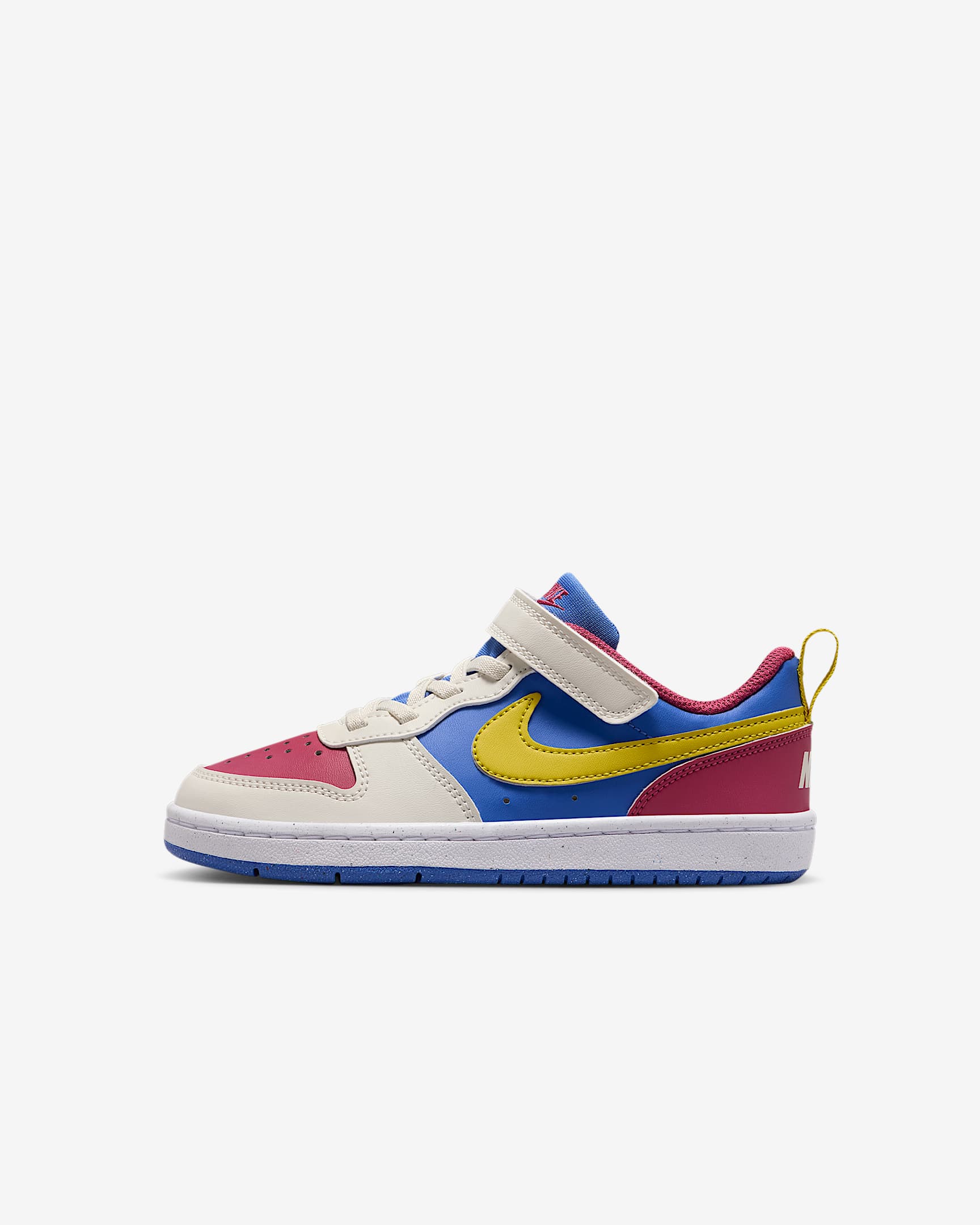 Nike Court Borough Low Recraft Little Kids' Shoes - Sweet Beet/Soft Pearl/Comet Blue/Bright Citron