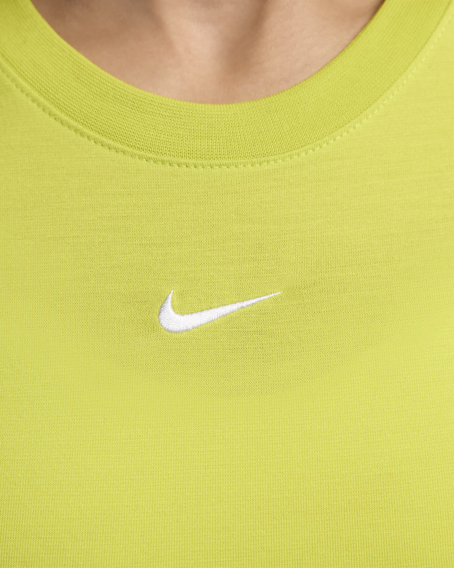 Nike Sportswear Essential Women's Slim Cropped T-Shirt - Bright Cactus/White