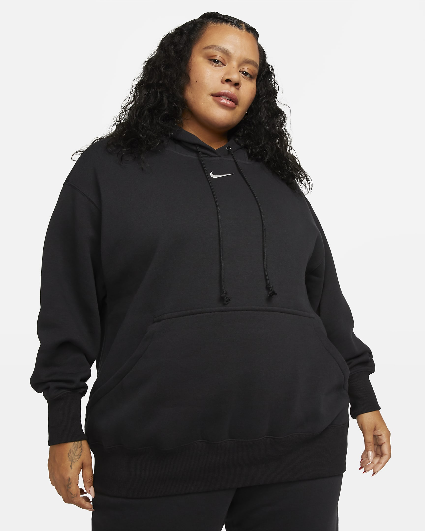 Hoodie pullover de corte folgado Nike Sportswear Phoenix Fleece para mulher (tamanhos grandes) - Preto/Sail