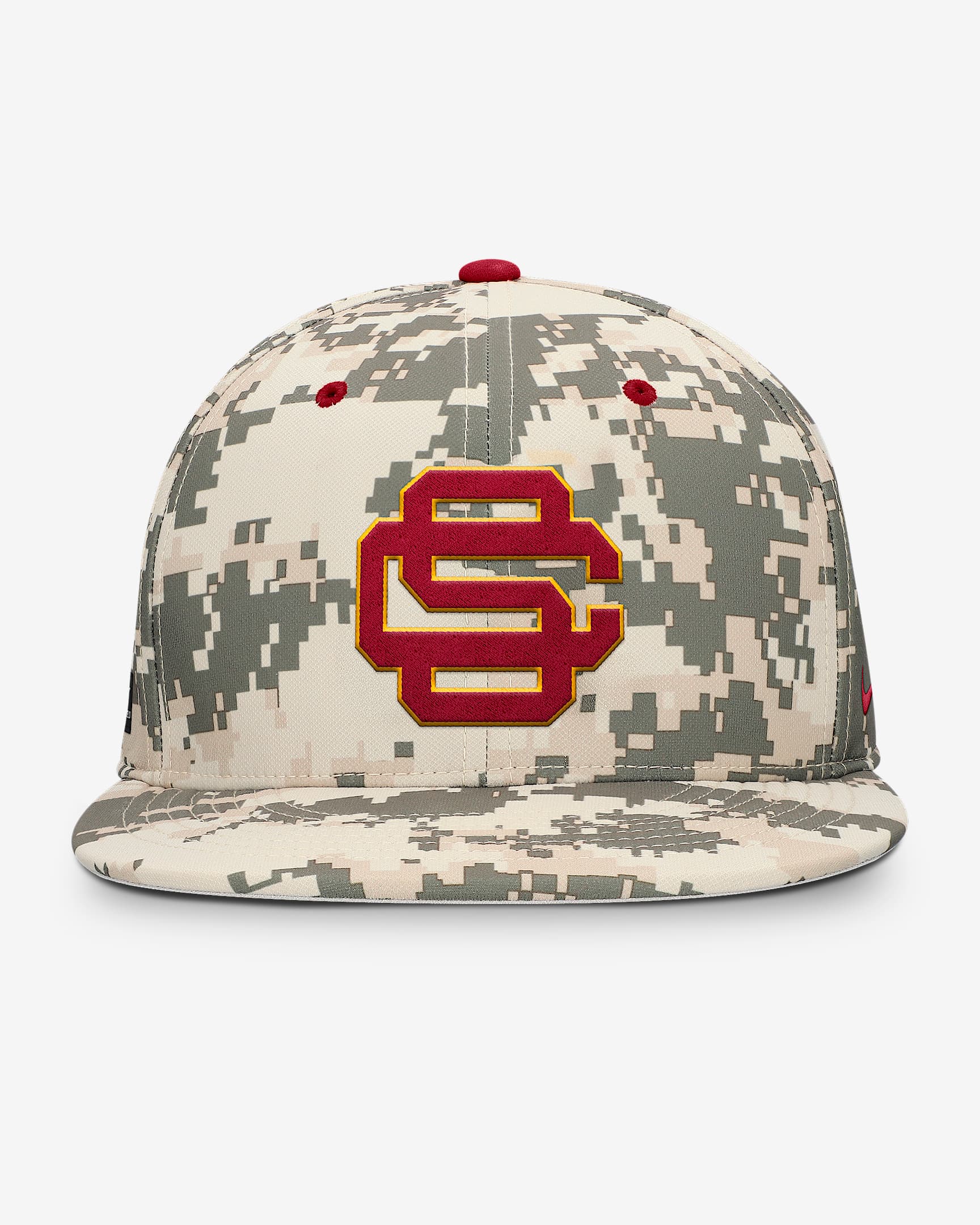 USC Trojans Dugout True Men’s Nike Dri-FIT College Fitted Hat - Camo Green