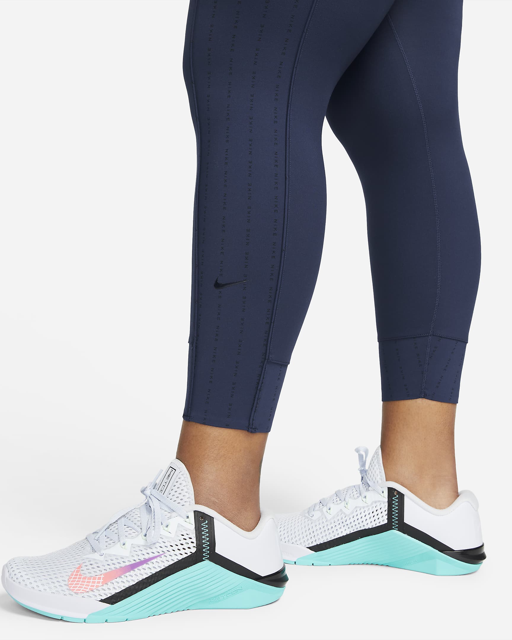 Nike One Luxe Icon Clash Women's Mid-Rise 7/8 Leggings (Plus Size) - Midnight Navy/Clear